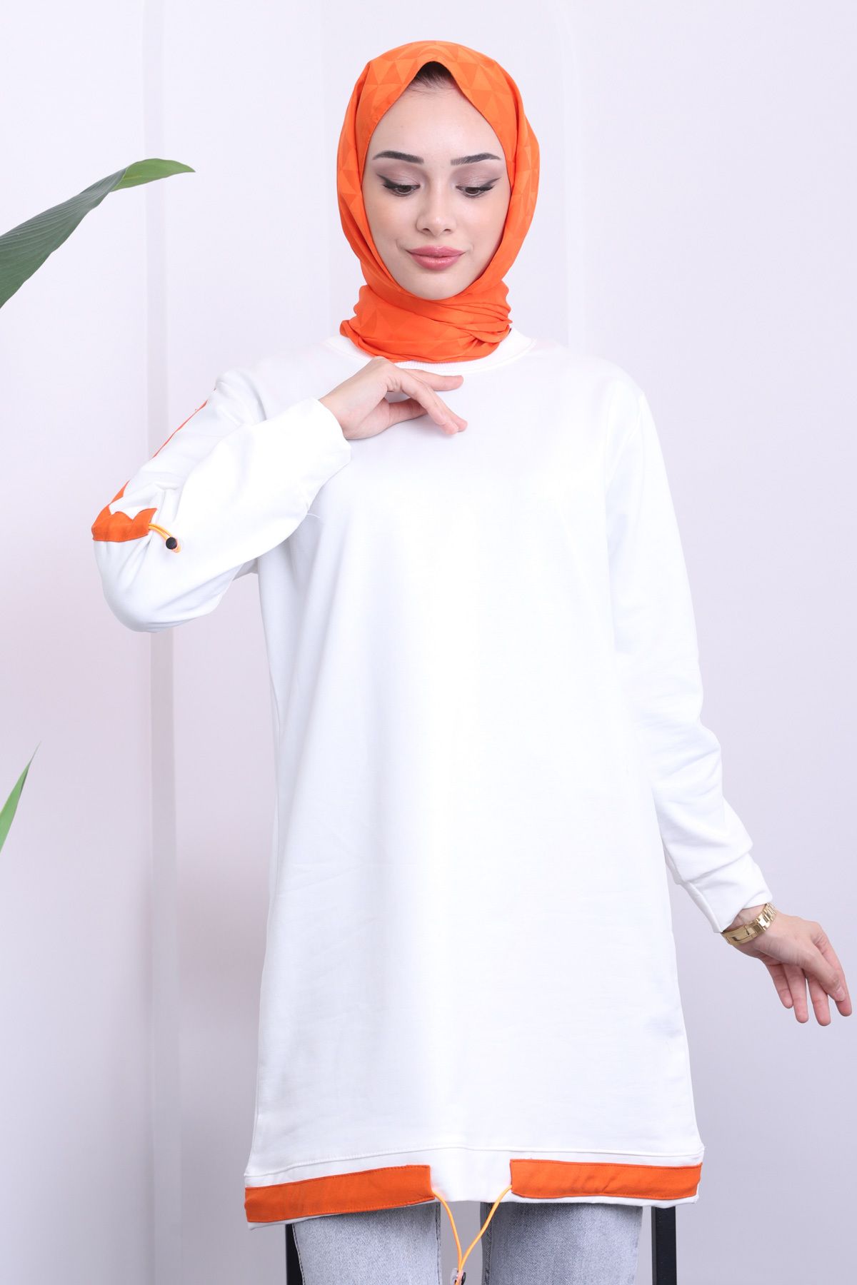 İmajButik-إكرو تونيك ذو خيطين مع تنورة مطاطية 1
