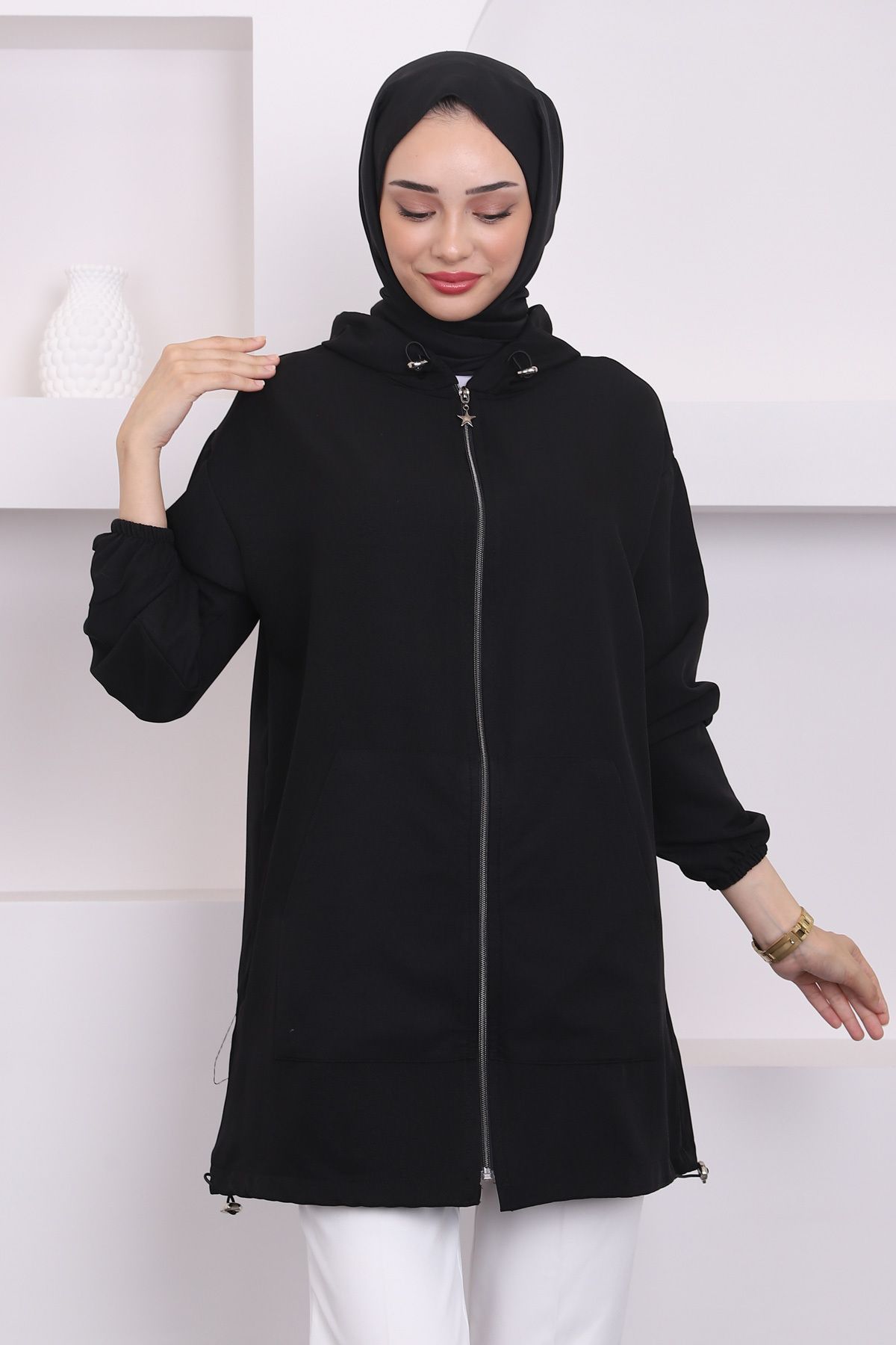 İmajButik-Hooded Zippered Black Cap 1