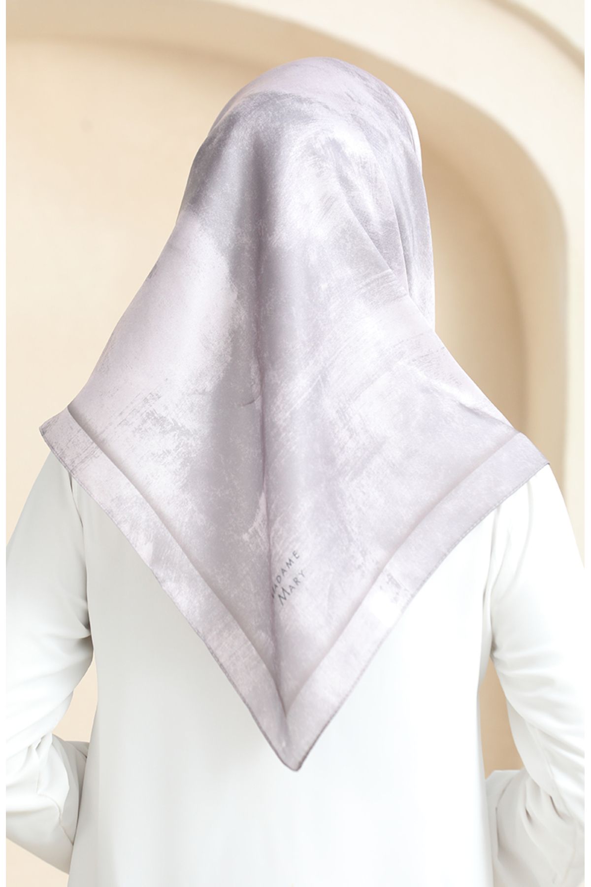 sefamerve-Dusty Pink Gray Crystal Scarf - 19095-40 3