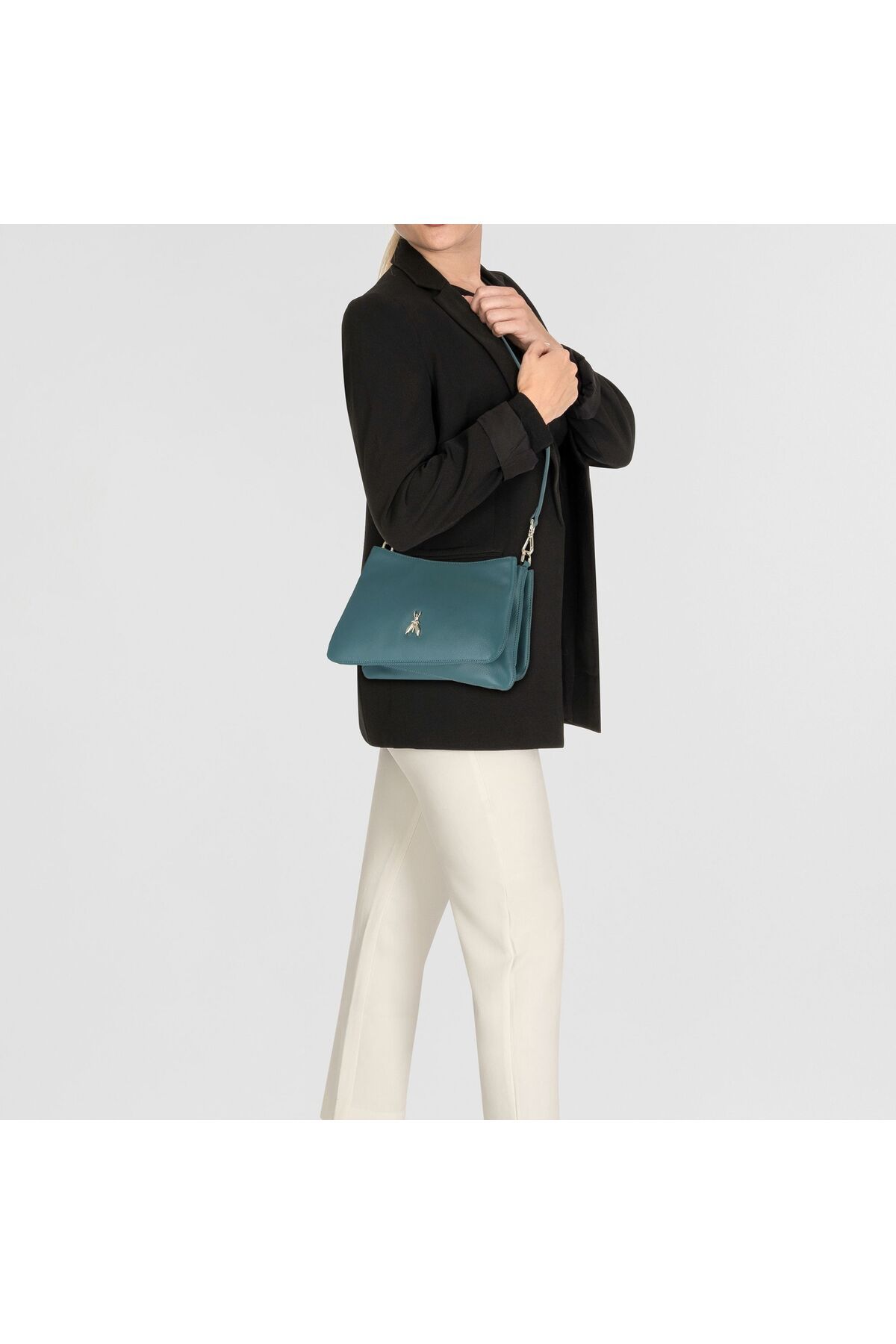 Patrizia Pepe-Tris Schultertasche Leder 28 cm 7
