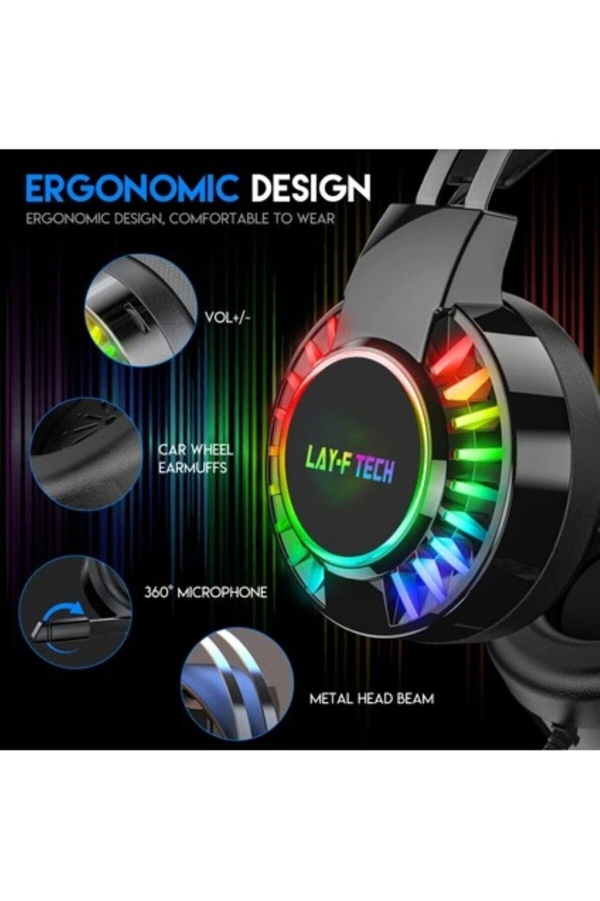 layftech H60 Oyuncu Kulaklık Rgb Stereo Hd Mikrofon Gaming Kulaklık Pc/tel/android-4