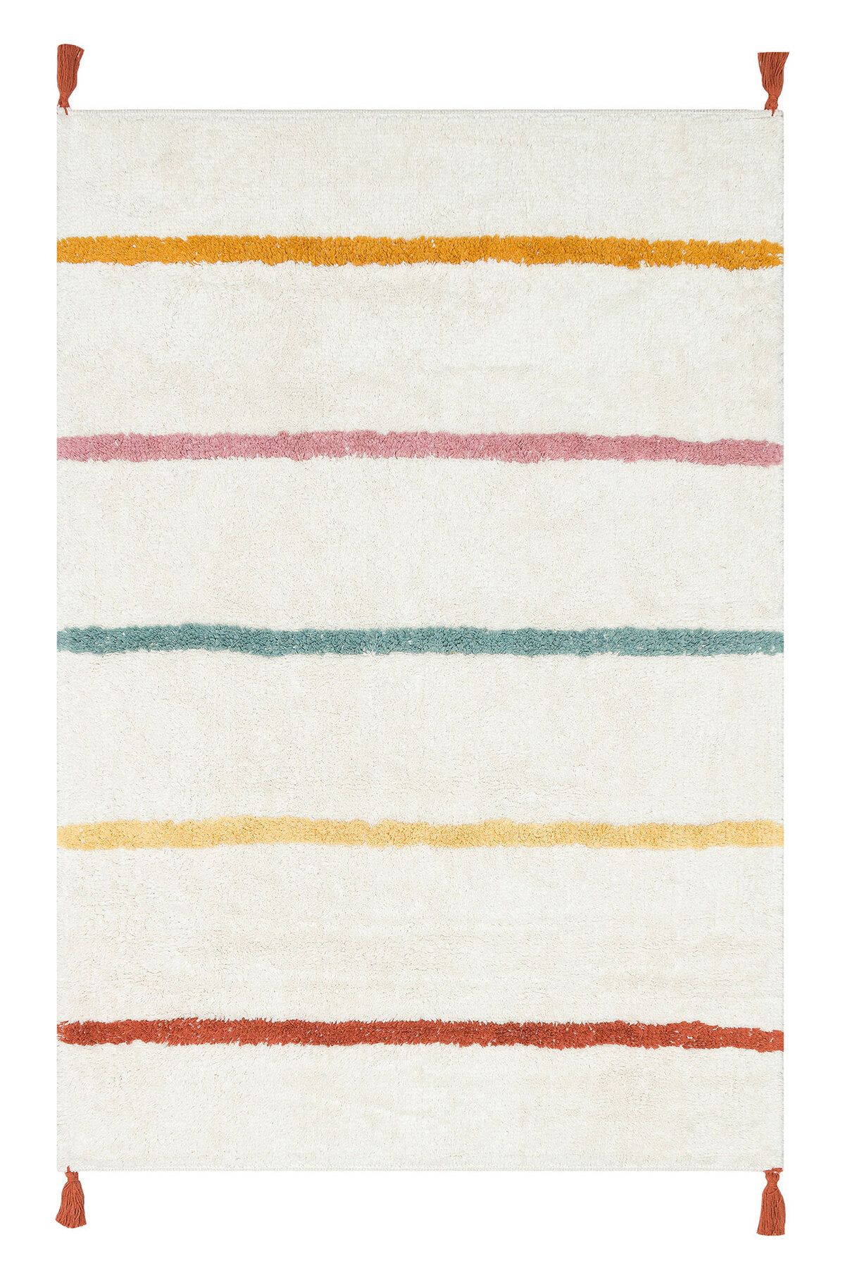 Eko Halı MAYER HALI COTTON BOON 01 MULTY Yıkanabilir Kaymaz Tabanlı Naturel Pamuk Bebek Halısı