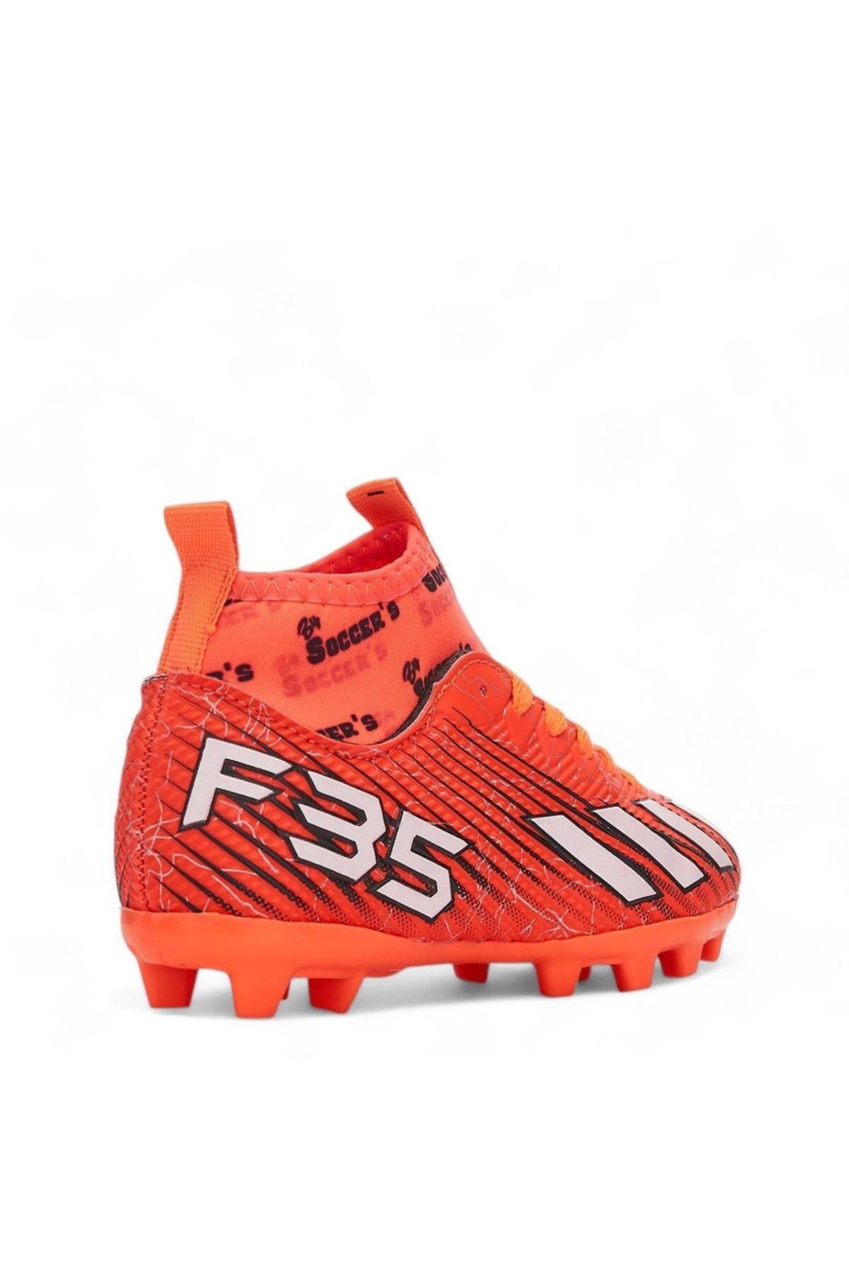 Walked-Grass and Artificial Grass Football Boots with 27-32 Orange White Socks 2