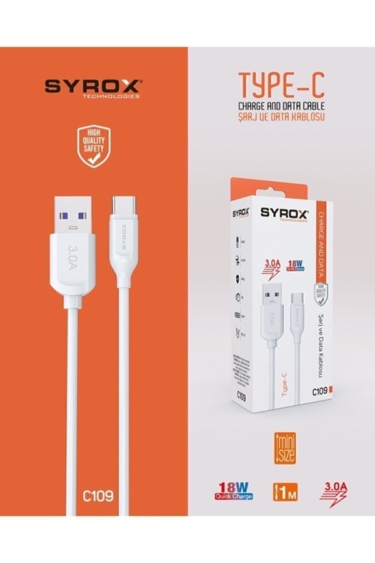 Syrox C109 Type-c Girişli 18w 3.0a Hızlı Şarj Ve Data Kablosu