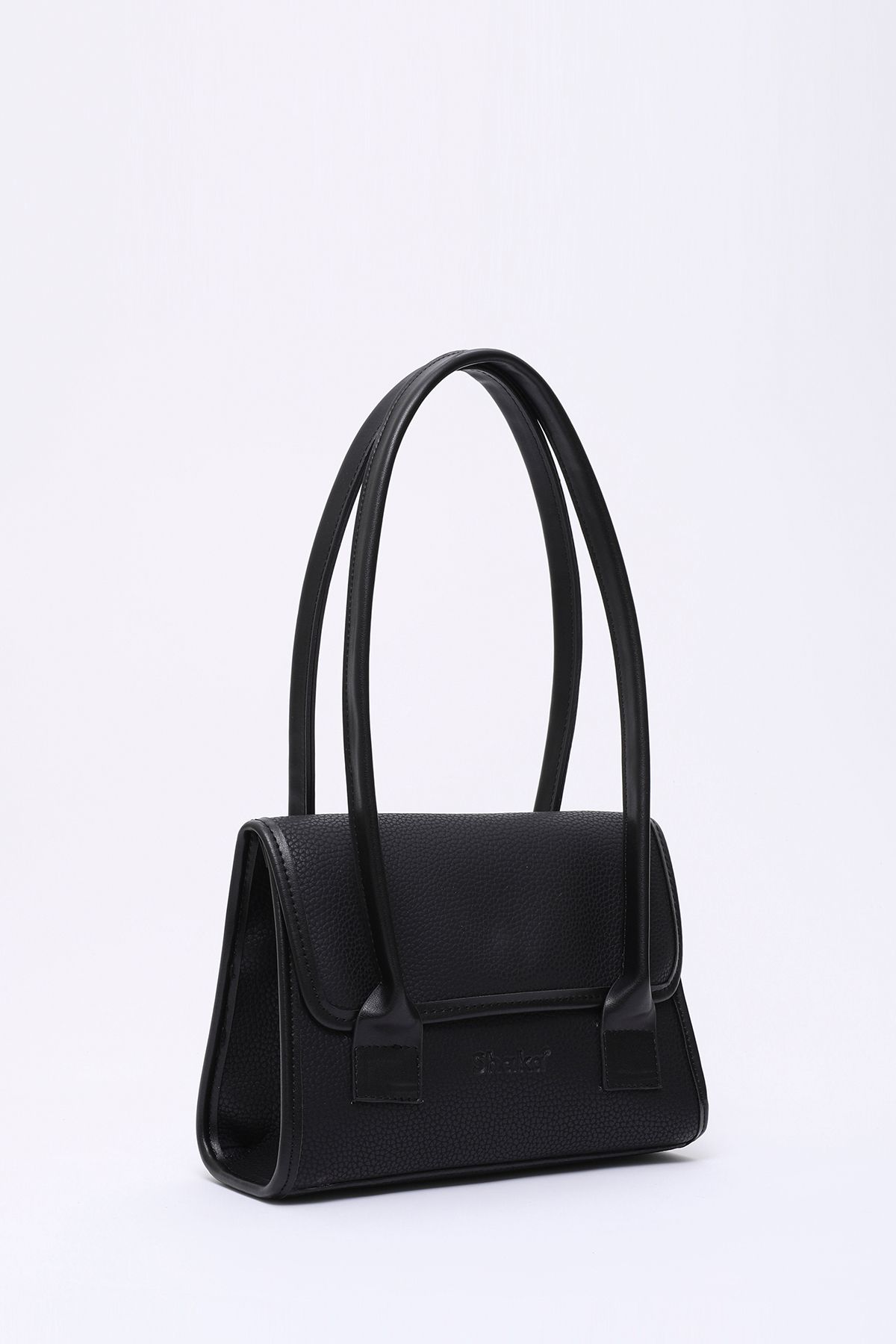 SHAKA-Black Shk178 Faux Leather, Single Compartment, Snap Fastener, Arm and Shoulder Bag 2