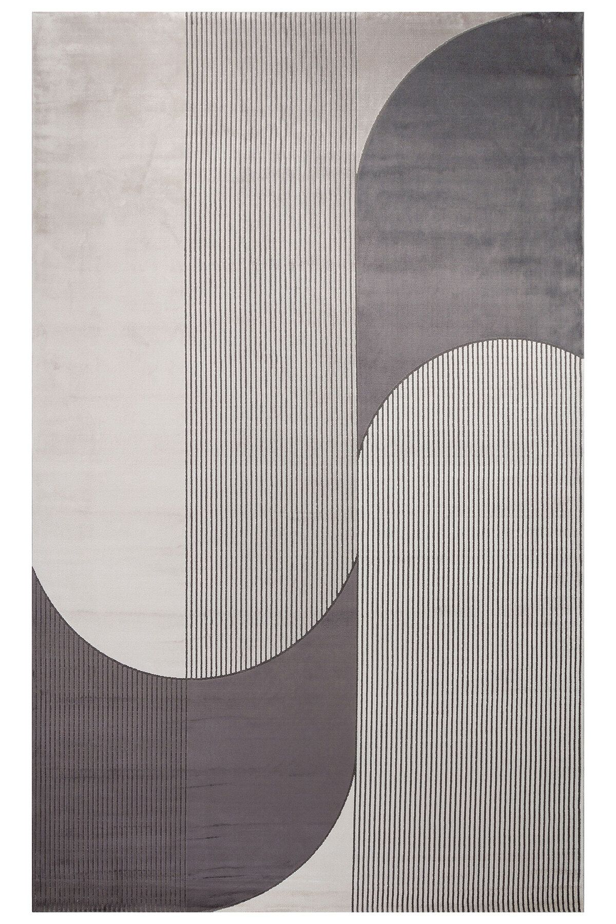 Eko Halı MAYER HALI LUGANO 03 CREAM GREY Geometrik Desenli Yüksek Kalite Sık Dokuma Salon Halısı