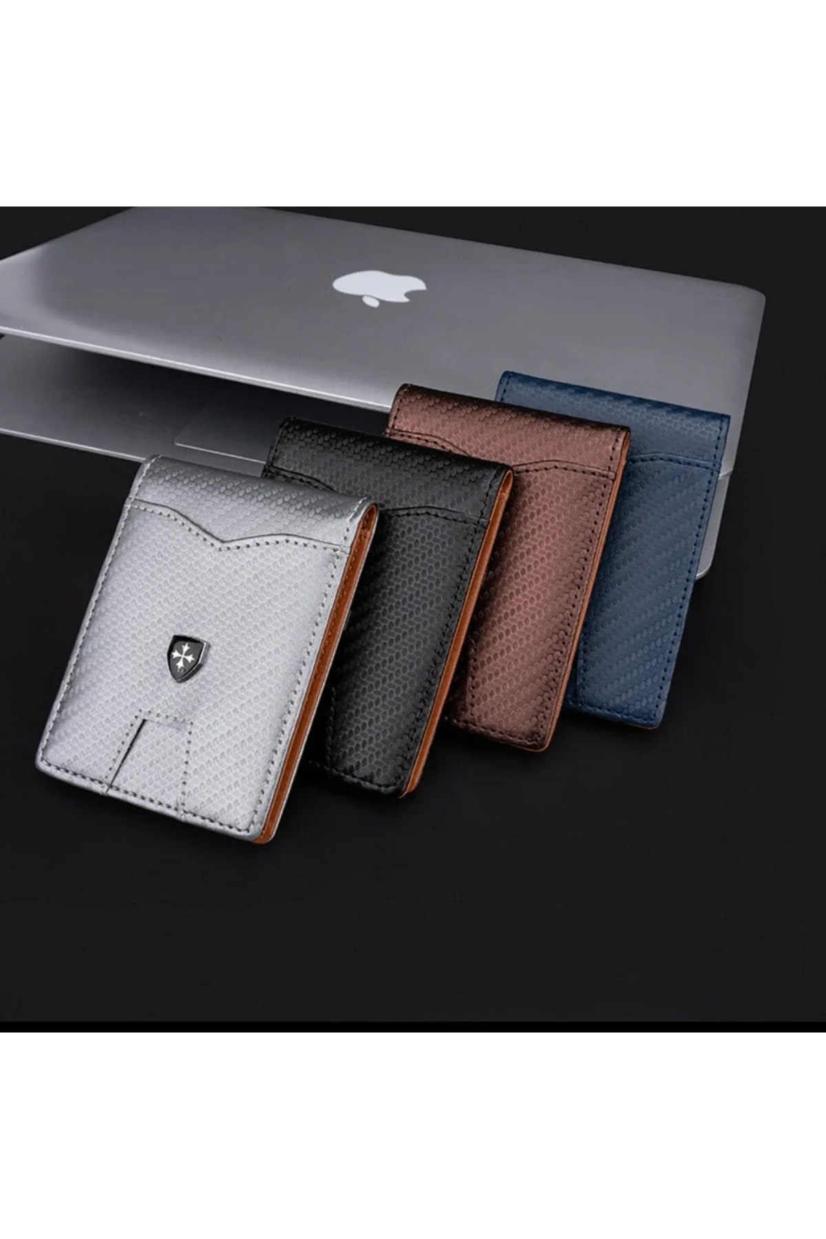 baellerry  Minimalist Rfid Koruma Çift Kat Deri Çoklu Kart Cüzdan Erkek Kartlık Siyah - Görsel 7