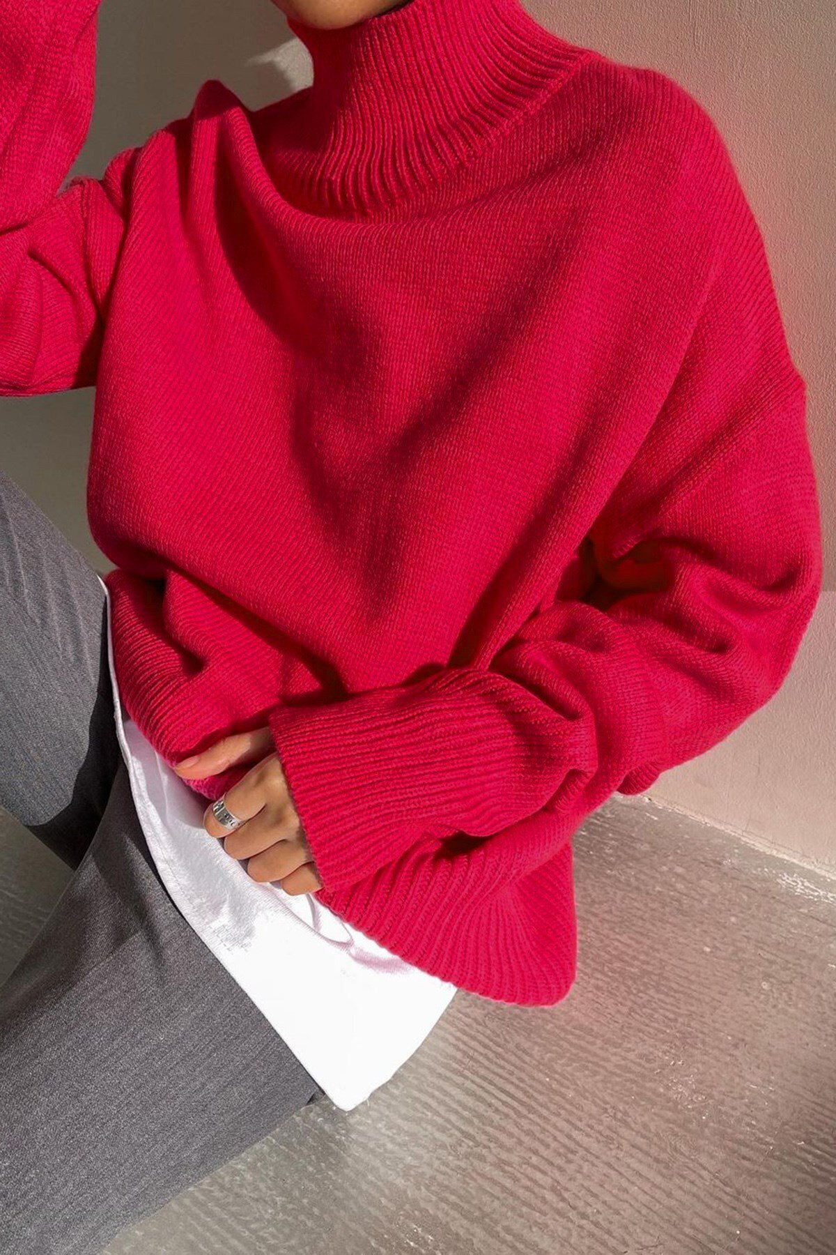 Madmext-Mad Girls Rosa Rollkragenpullover Mg1252 2