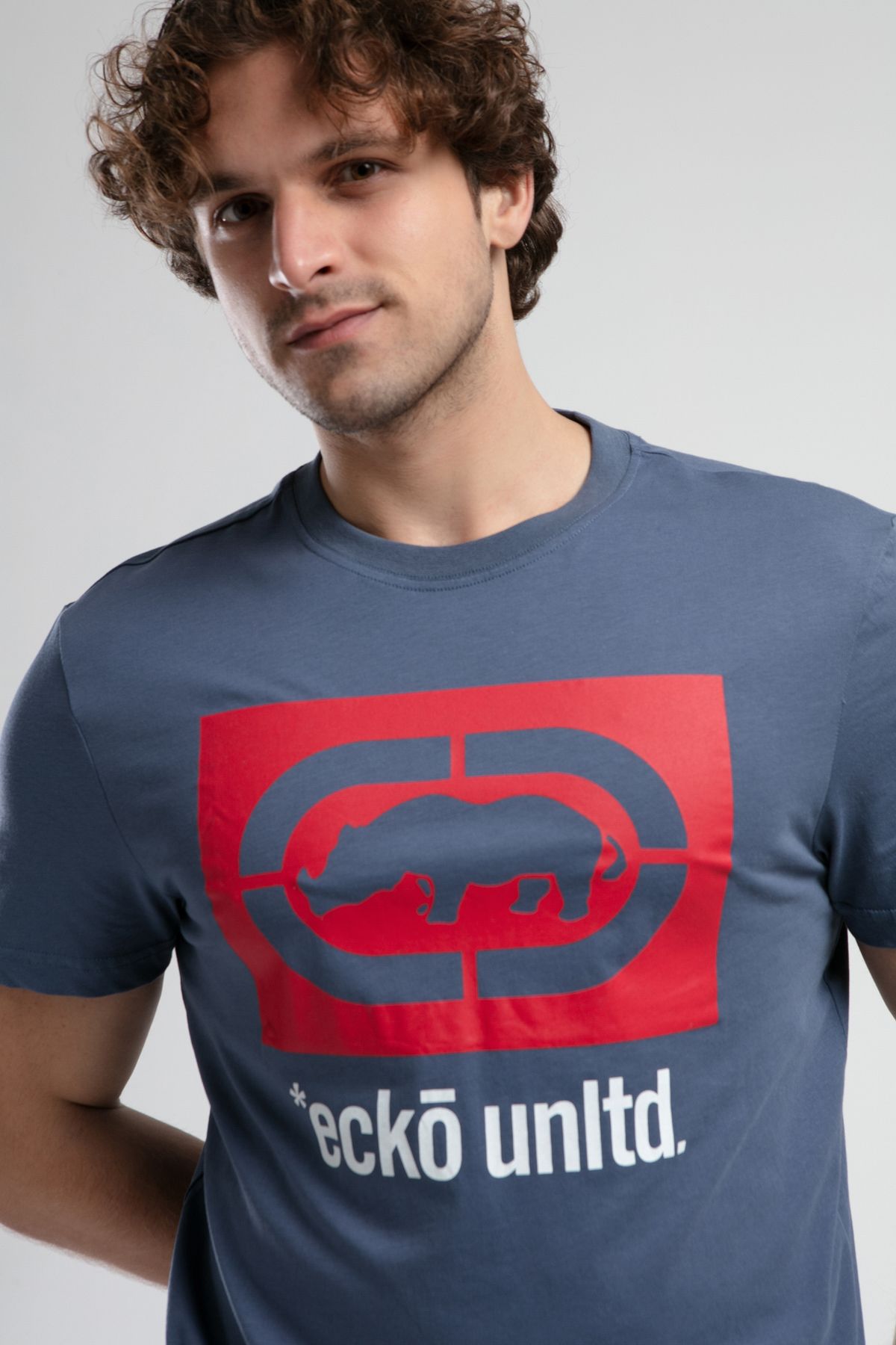 ECKO UNLTD-Harris Navy Blue Crew Neck Printed Standard Fit Men's Tshirt 2