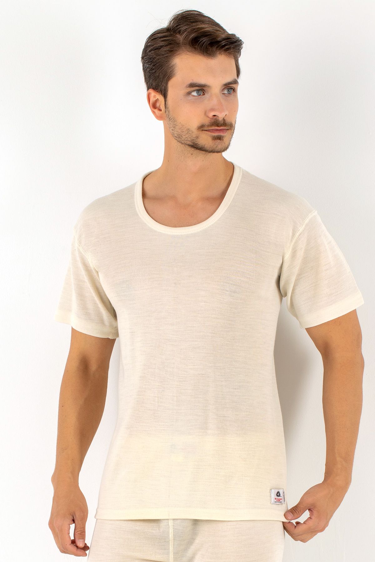 SAFYÜN-Safyun Short Sleeve Wool Undershirt 1