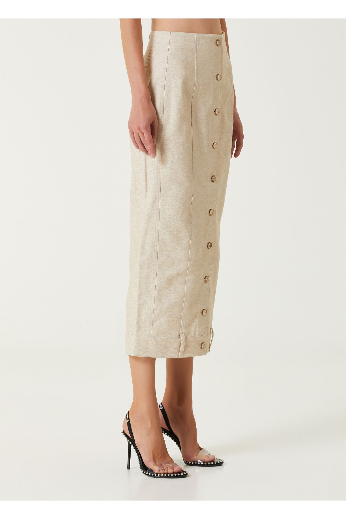 Cult Gaia-Lua Beige Midi Skirt Size: 4 2