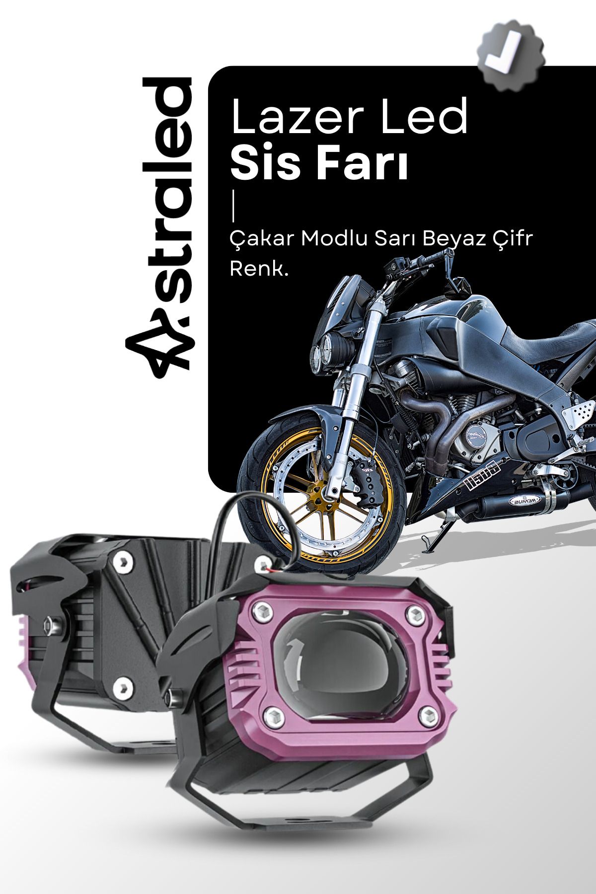 ASTRALED Motosiklet Modlu Lazer Led Sis Farı 2 ADET Çift Renk Beyaz Sarı Ultra Güçlü Sis Farı