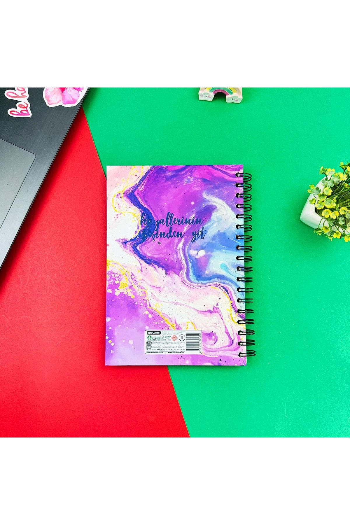 hediyeofisi-Unlined Spiral Notebook with Go Follow Your Dreams Design 3