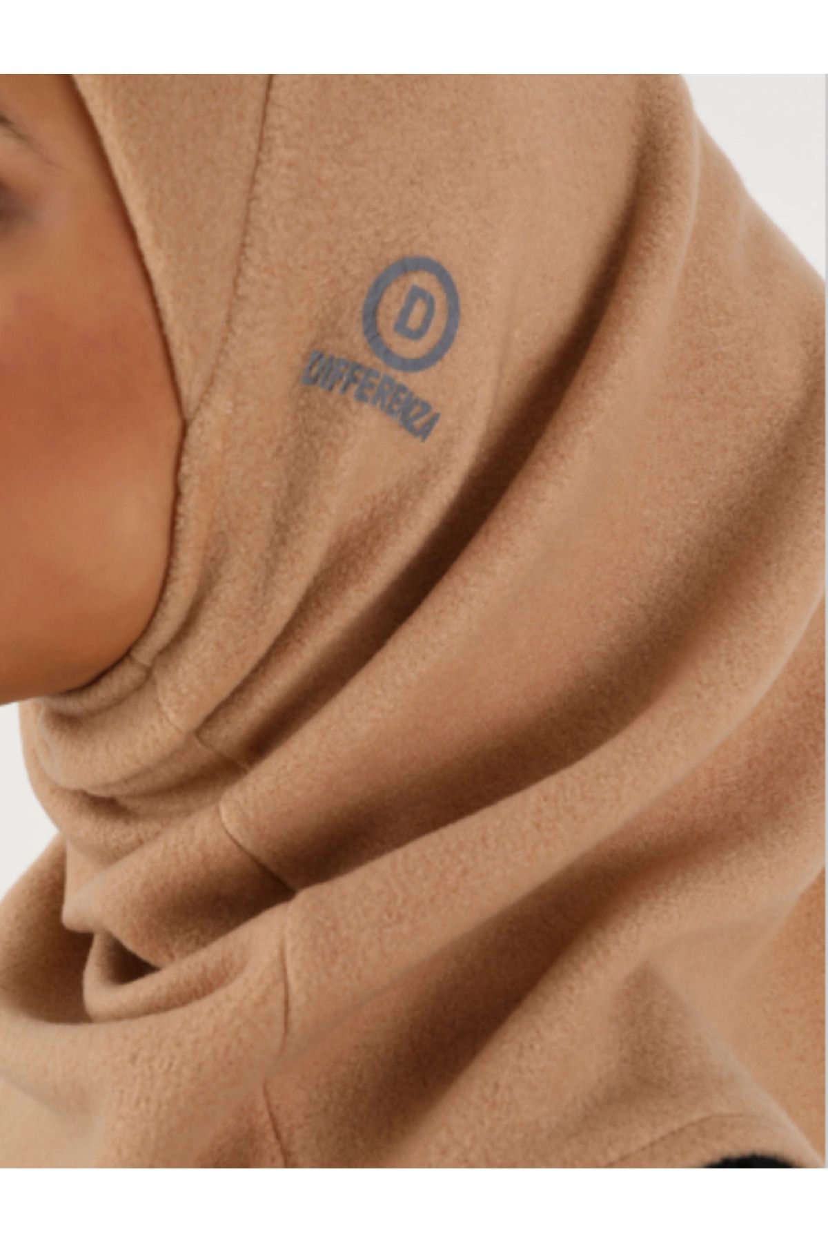 Differenza-Camel Color Thermal Fleece Hijab Hologram Bonnet 4
