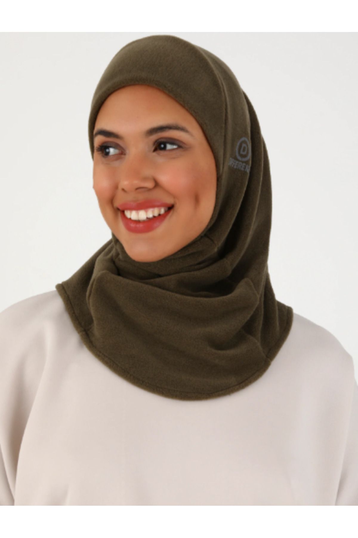 Differenza-Khaki Color Thermal Fleece Hijab Hologram Bonnet 1