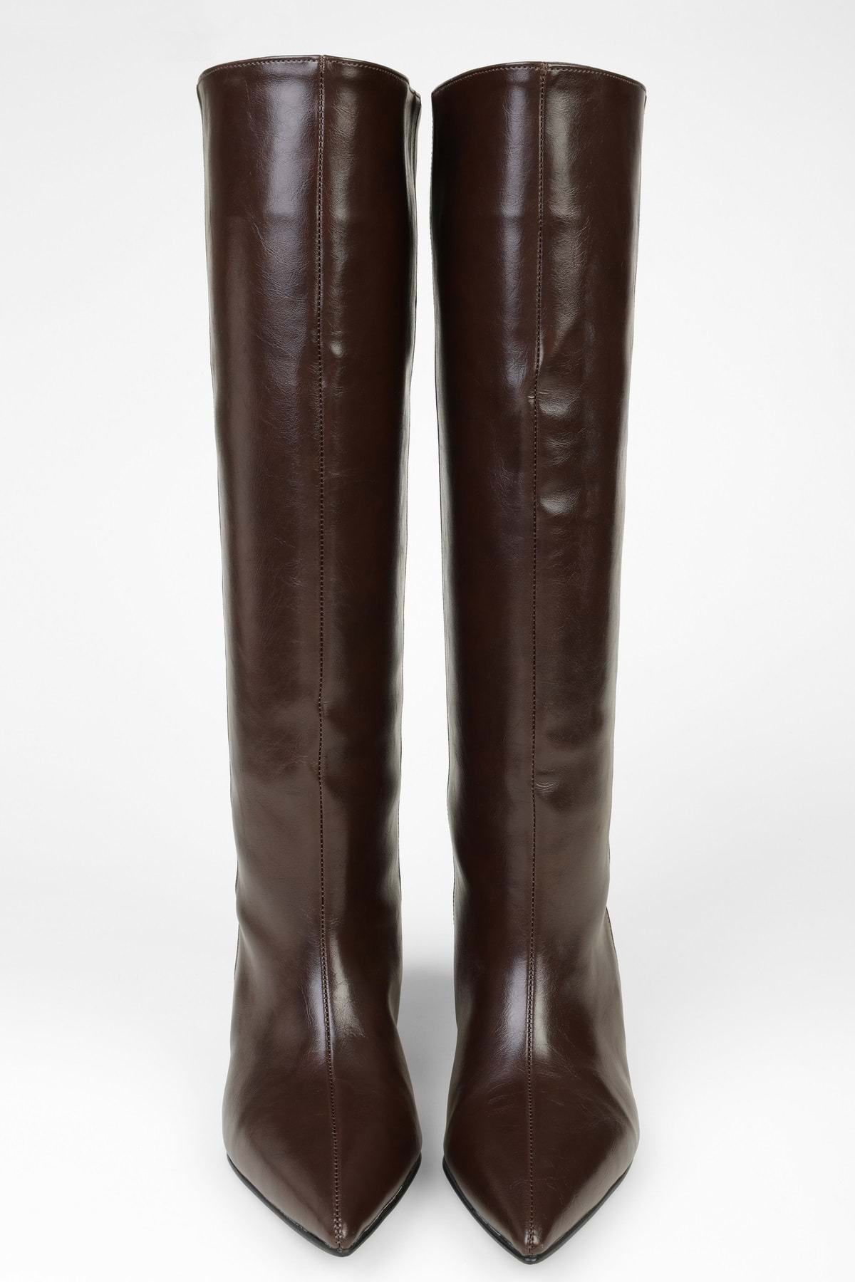 Shoeberry  Kadın Blaze Kahve Cilt Kısa Sivri Topuklu Çizme - Görsel 3