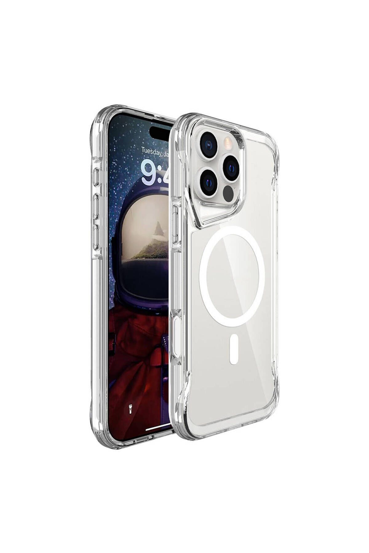 UnDePlus Apple iPhone 16 Pro Kılıf Magsafe Özellikli T-Max Sararmaz Şeffaf Kapak