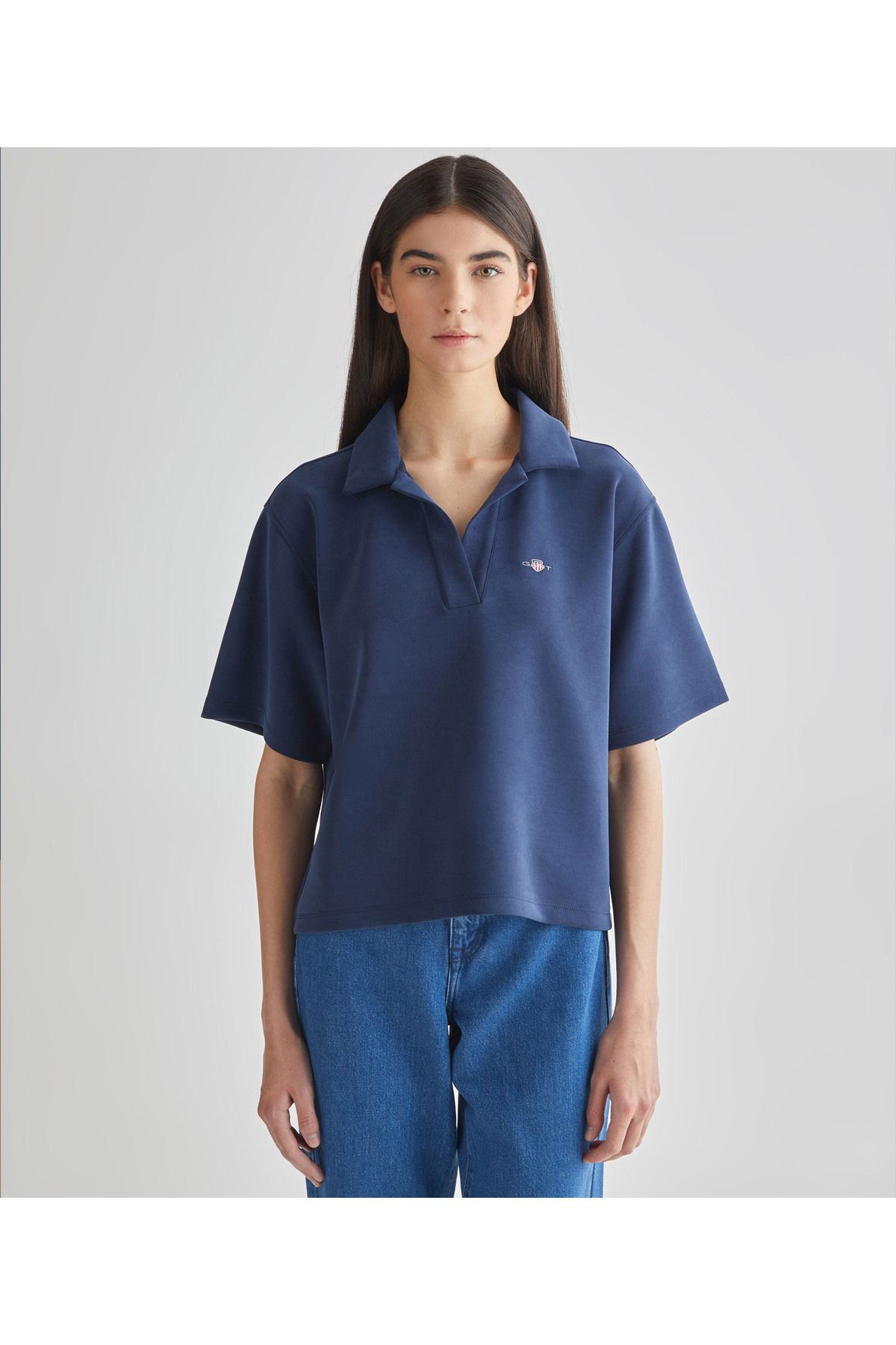 Gant Kadın Lacivert Oversize Fit Logolu Polo