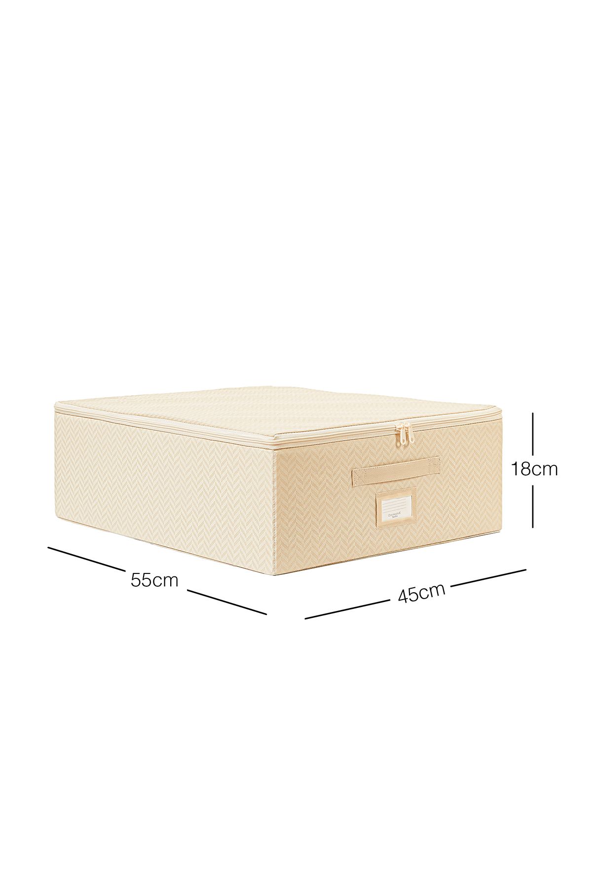 Ocean Home Textile-Medium Size Beige Herringbone under Base Luggage Organizer Supported Box Scrap 45X55X18 2