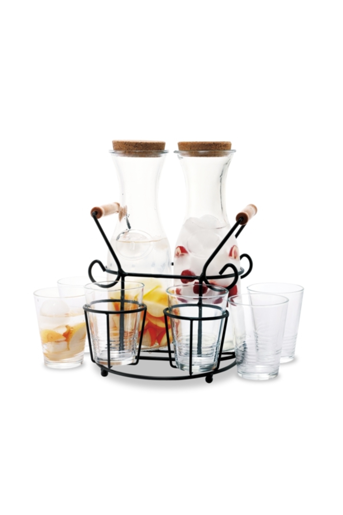 Bien Servi طقم مشروبات زجاجي متين عالي الجودة مكون من 9 قطع مع حامل