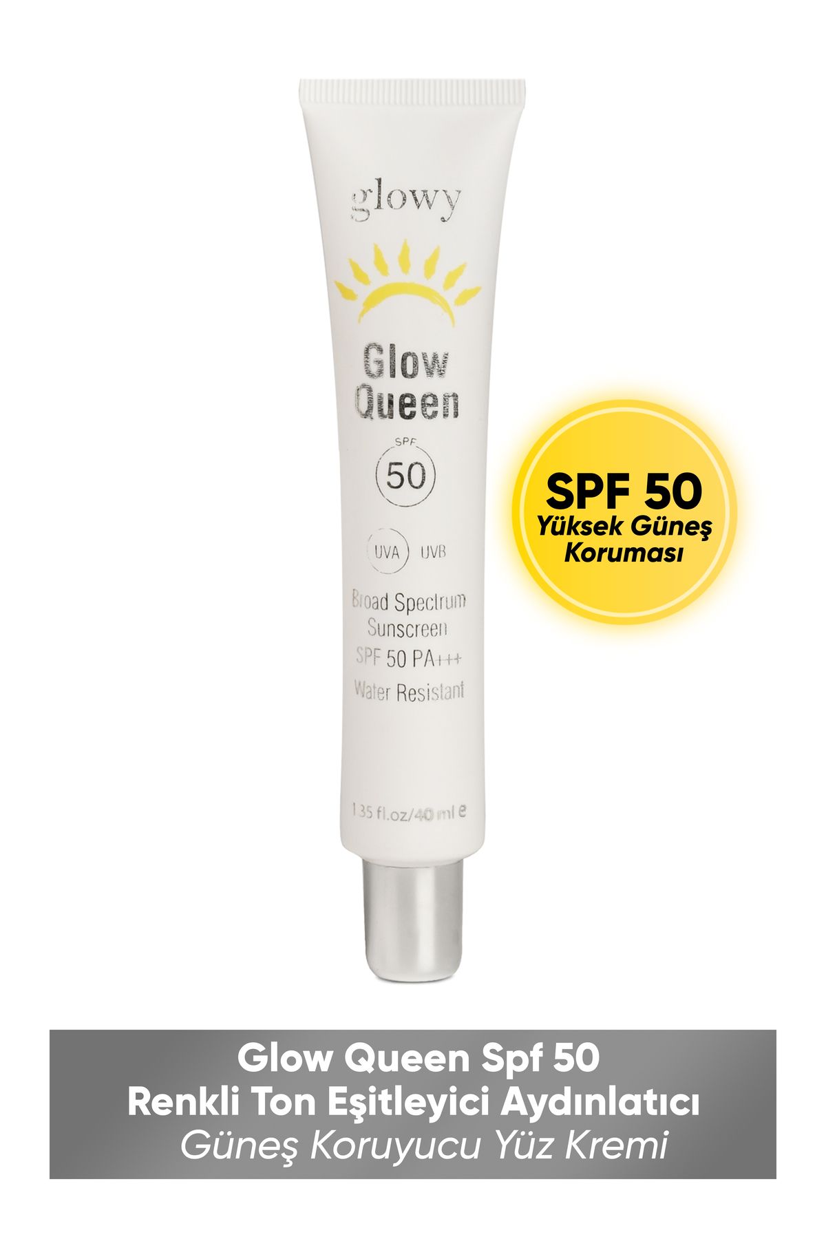 Glow Queen Spf50 Renkli Ton Eşitleyici Aydınlatıcı Güneş Koruyucu Yüz Kremi 40ml