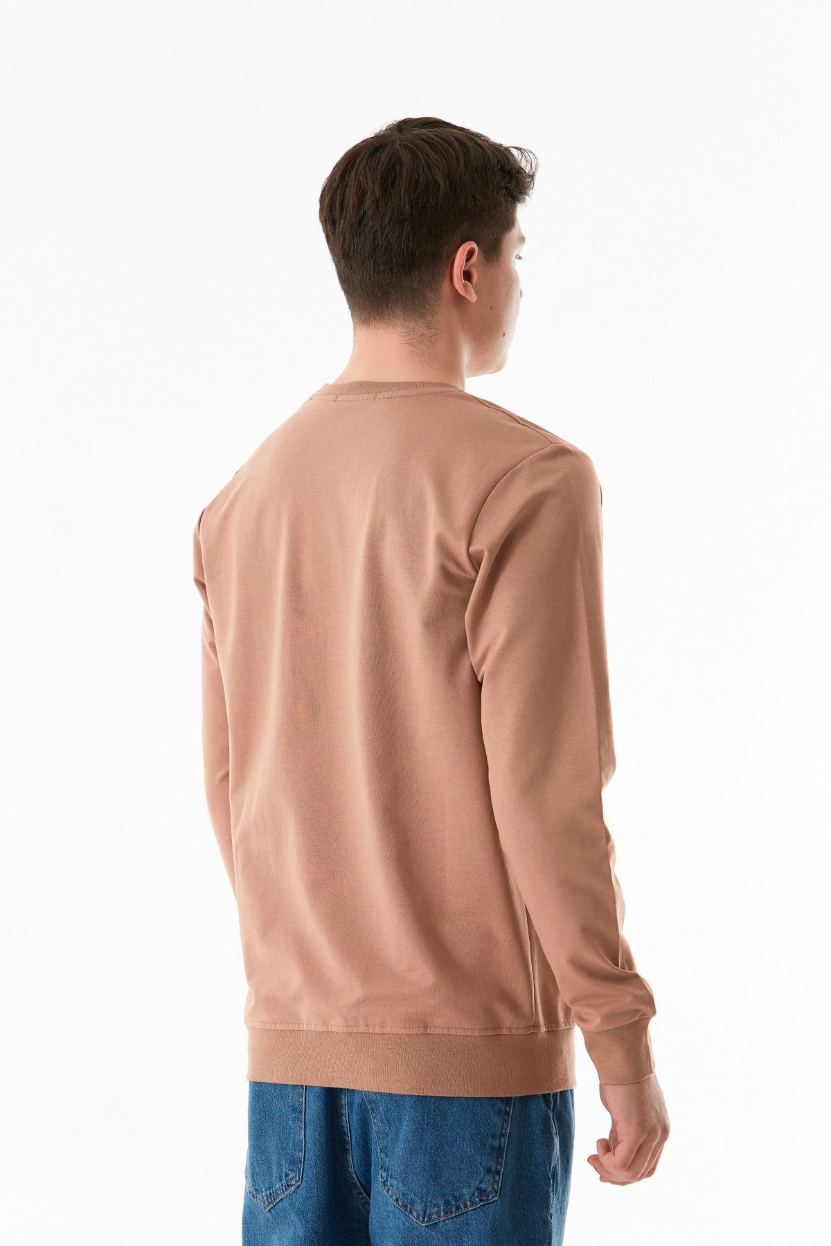 Fulla Moda-Text Embossed Crew Neck Sweatshirt 4