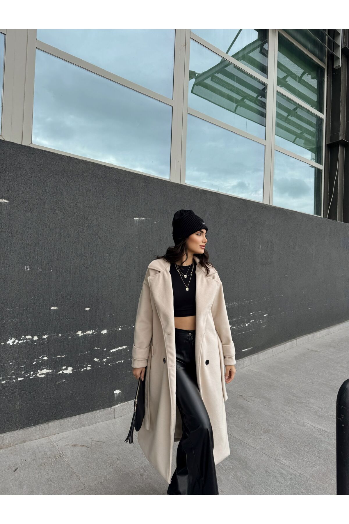 Sindimoda  Sheila Kaşe Oversize Kaban 2985 - Görsel 3