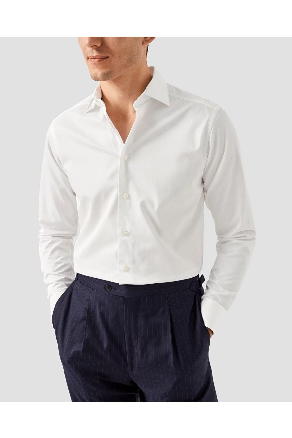 Eton-White Elevated Organic Cotton Shirt Size: 39 5