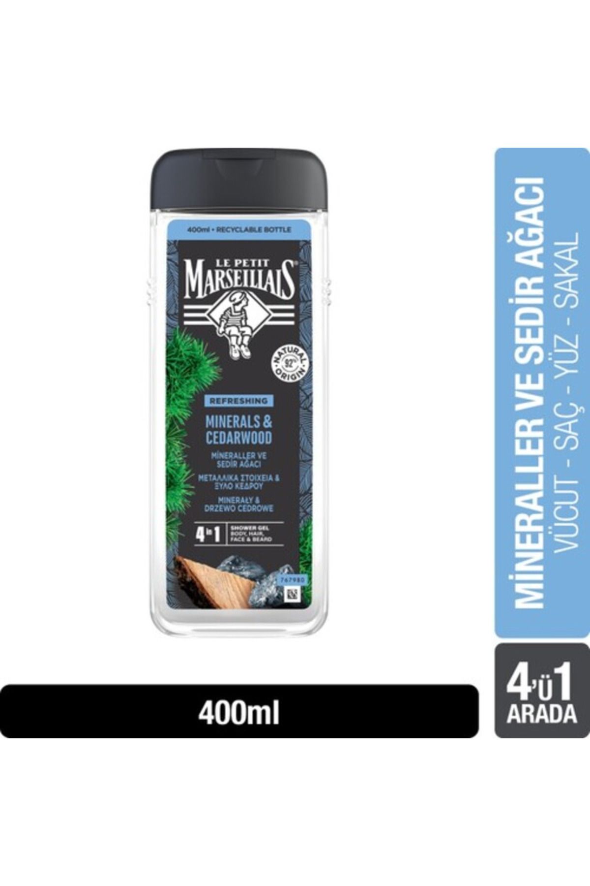 Le Petit Marseillais Duş Jeli For Men Mineral Ve Sedir Ağacı 400 ml