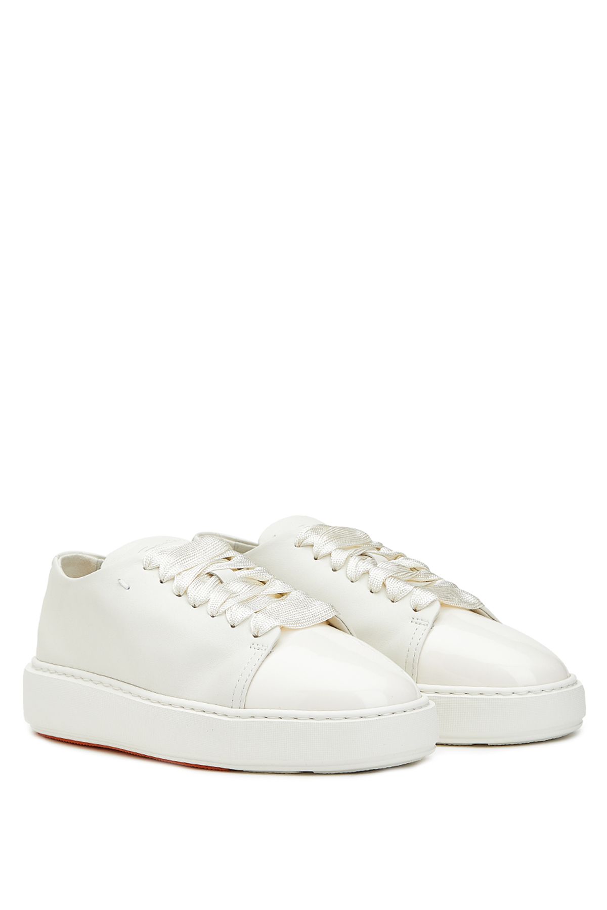 Santoni-White Women's Leather Sneaker Size: 39.5 2