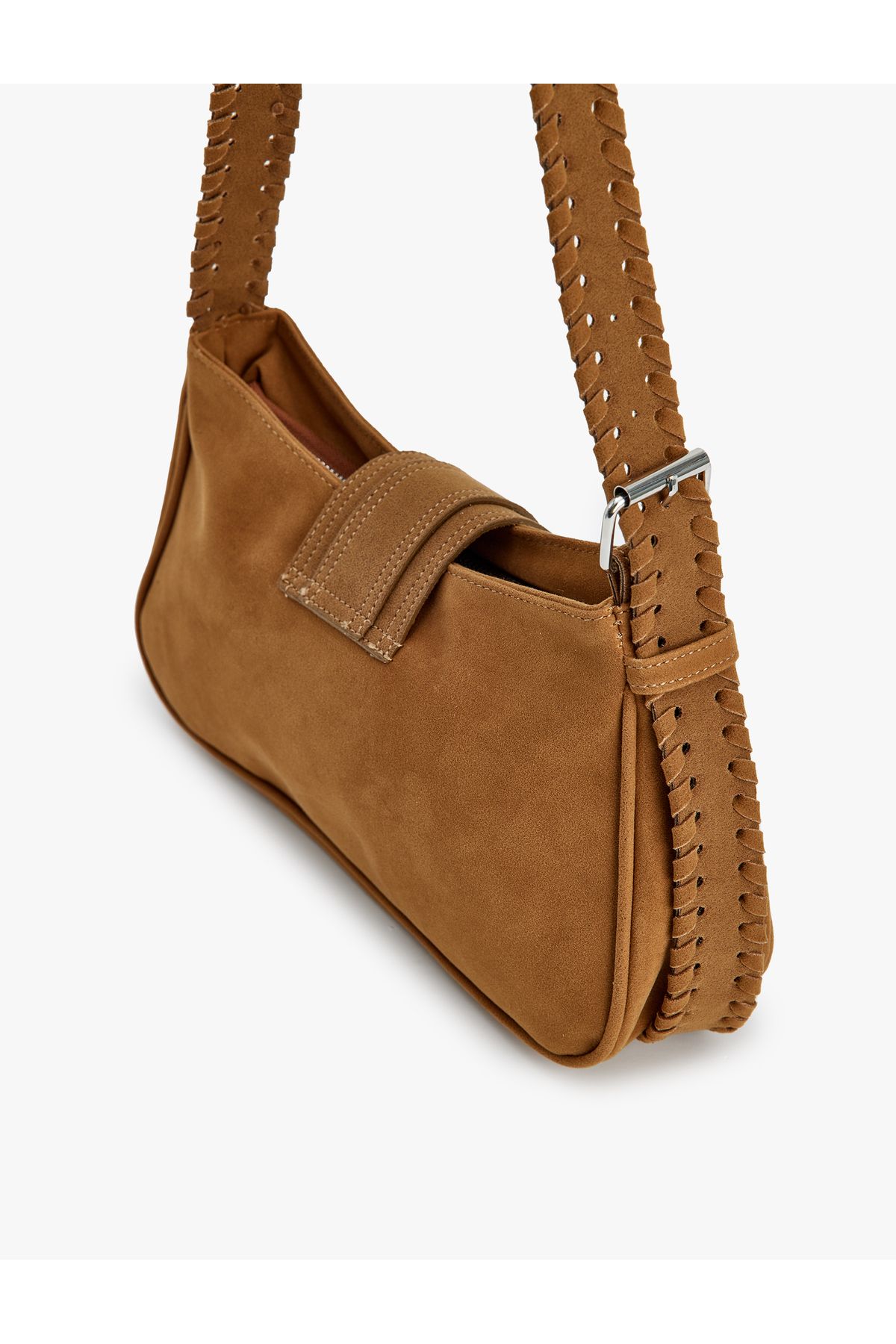 Koton-Suede Look Buckle Detailed Shoulder Bag - Zippered 4