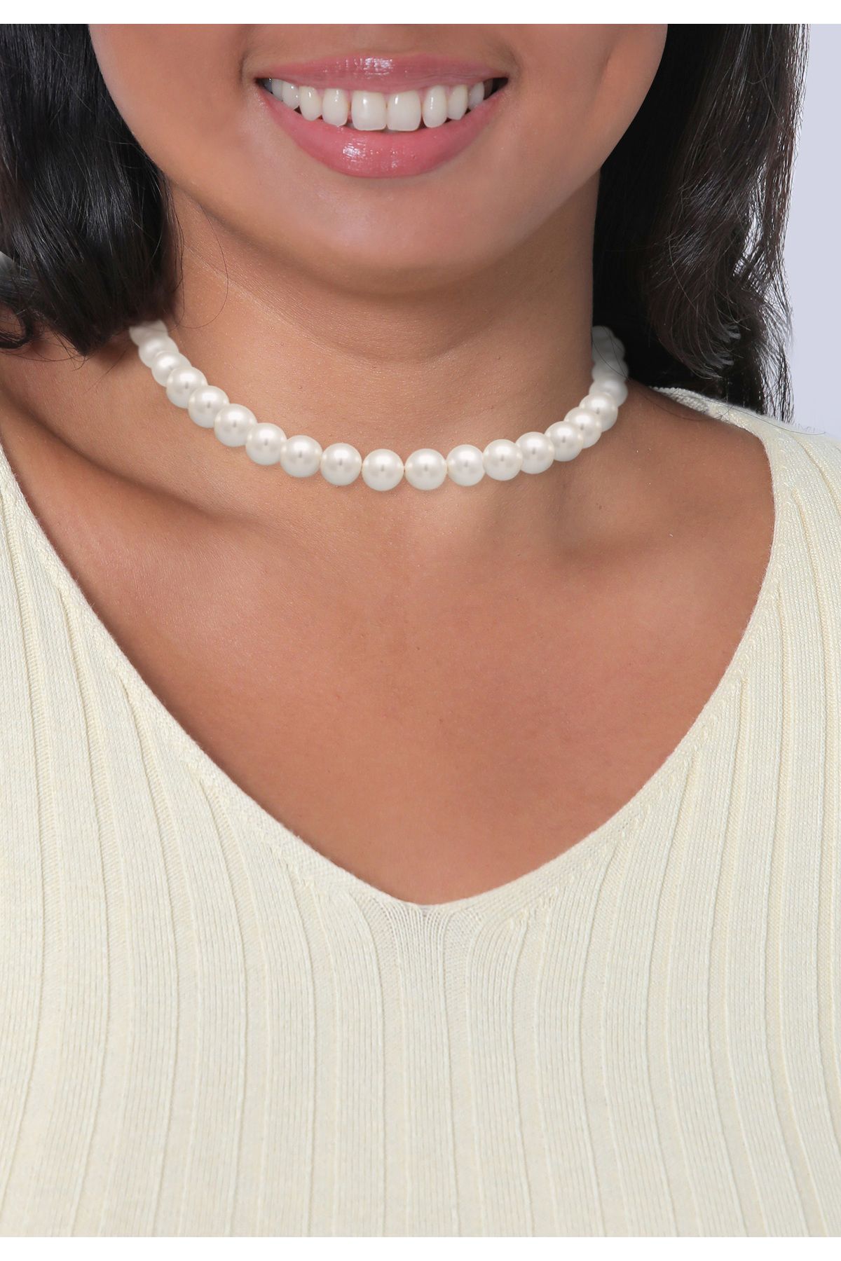 ELLI-Necklace Ladies Trend T-Bone Clasp with shell core pearls in 925 sterling silver gold plated 5
