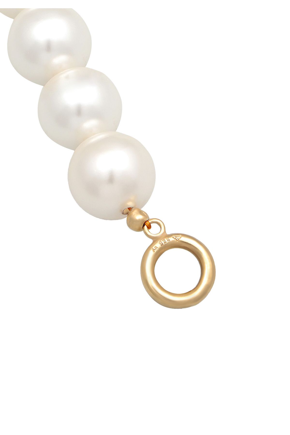 ELLI-Necklace Ladies Trend T-Bone Clasp with shell core pearls in 925 sterling silver gold plated 3