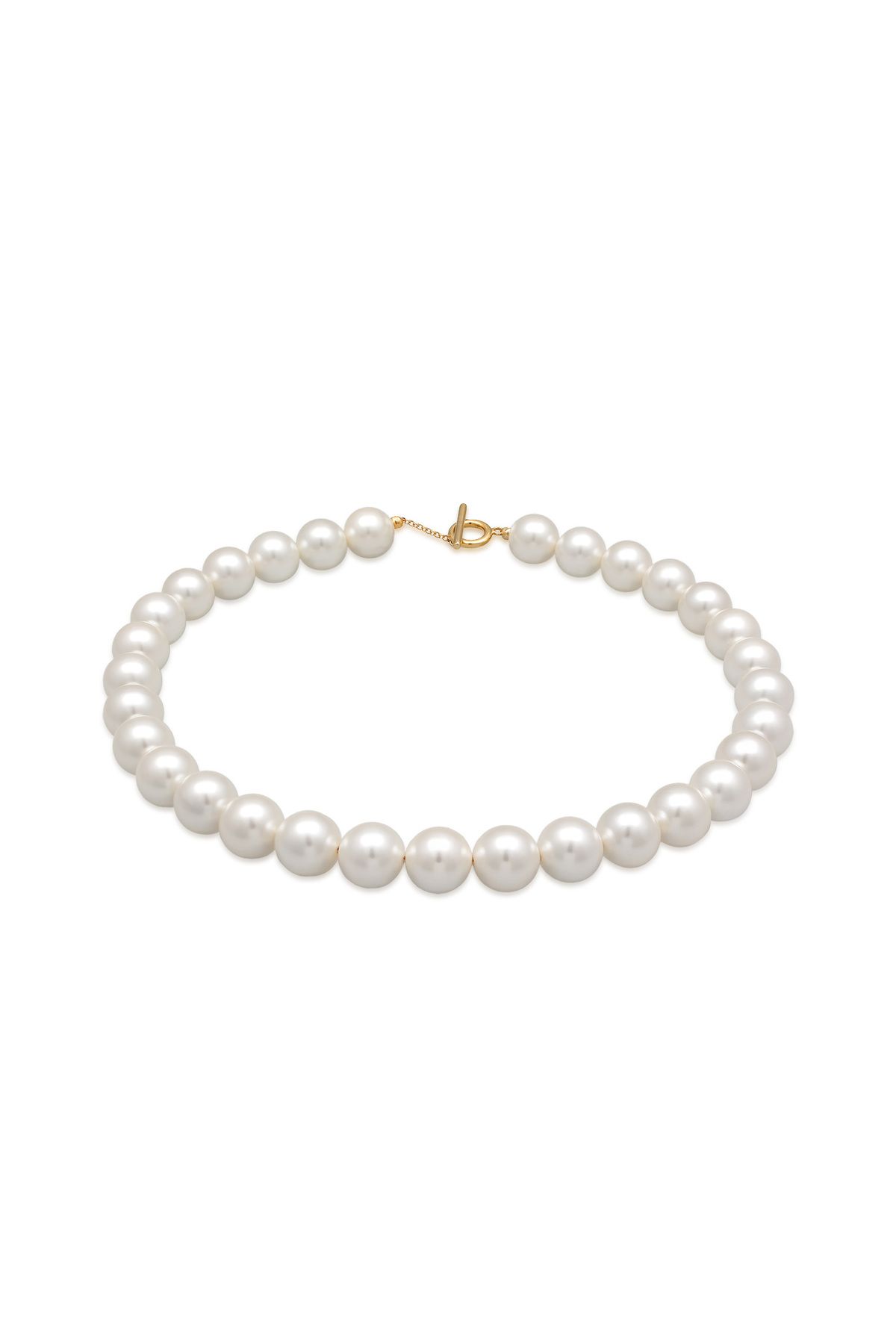 ELLI-Necklace Ladies Trend T-Bone Clasp with shell core pearls in 925 sterling silver gold plated 1