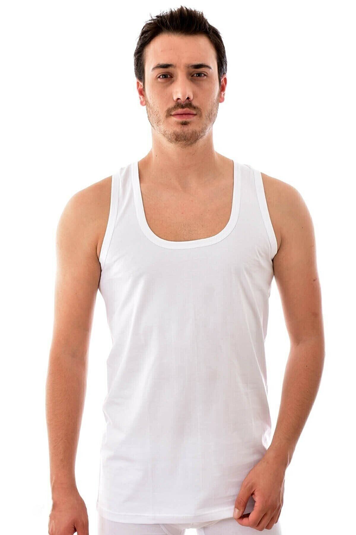 Modaley Giyim Set De 6 Maiouri Albe Pentru Bărbați Masculin - L