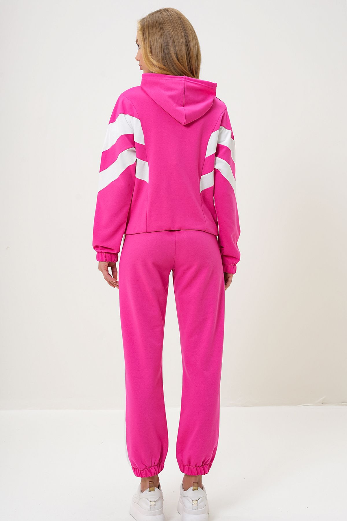 Trend Alaçatı Stili-Set de trening pentru femei, fucsia, cu glugă, cu jumătate de fermoar, cu picior elastic ALC-X13092 6