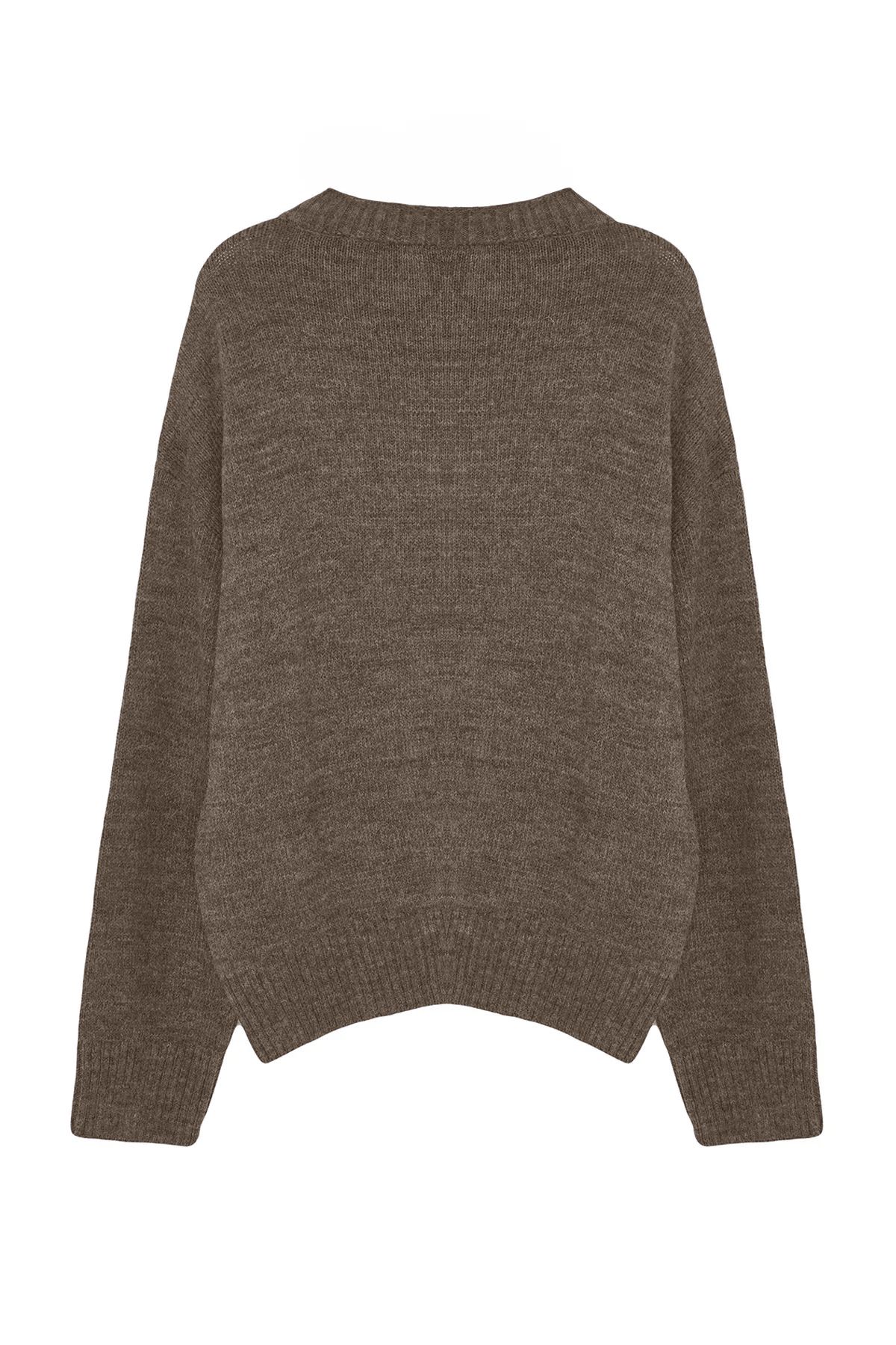 Trendyol Collection-Nerzfarbener, weicher, strukturierter Strickpullover mit weitem Schnitt TWOAW25KZ00168 7