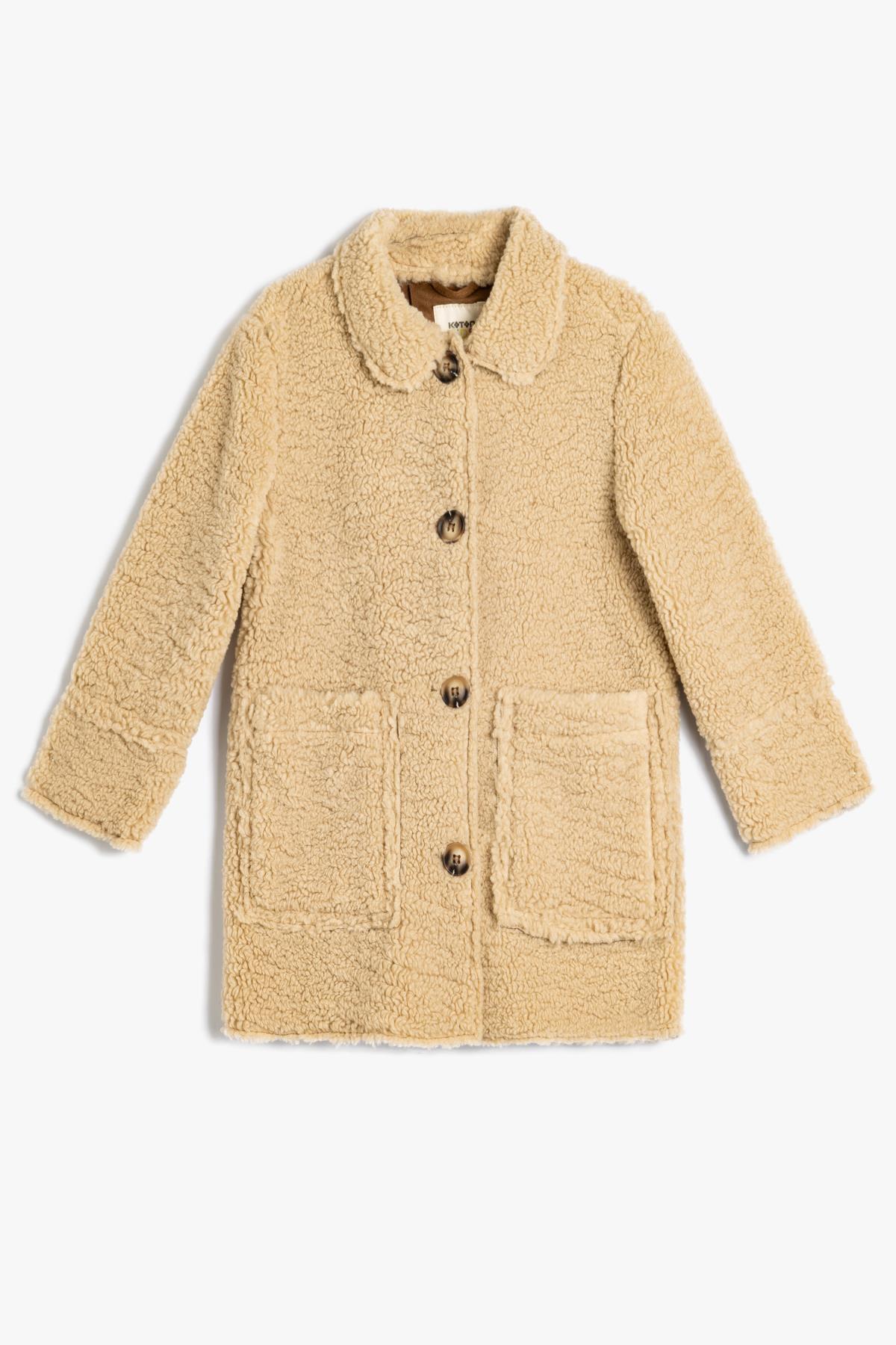 Koton Bej Kız Çocuk Kaban 5WKG00029AW fotoğrafı 2 (önizleme)