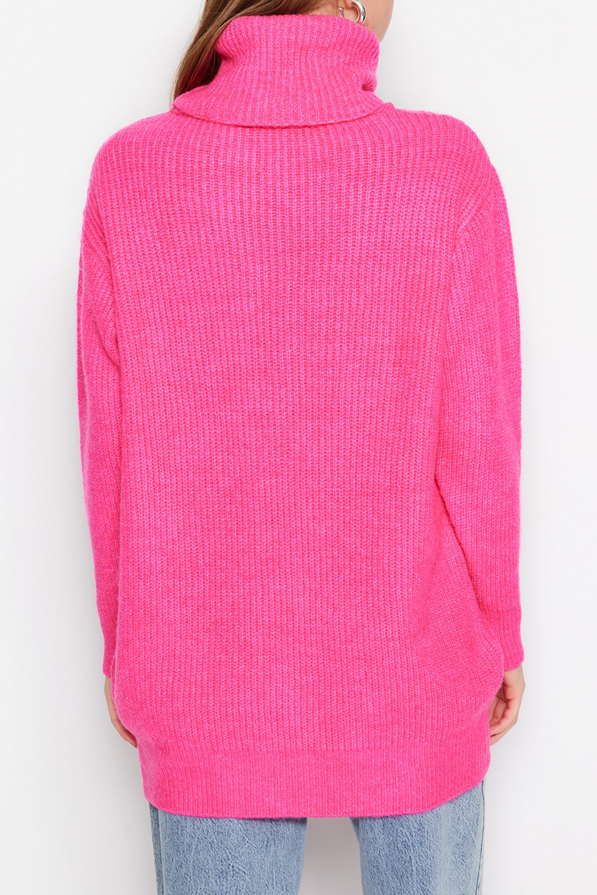 Edit by Trendyol-Pulover de bază tricotat cu textura moale roz TEDAW25AK00015 6