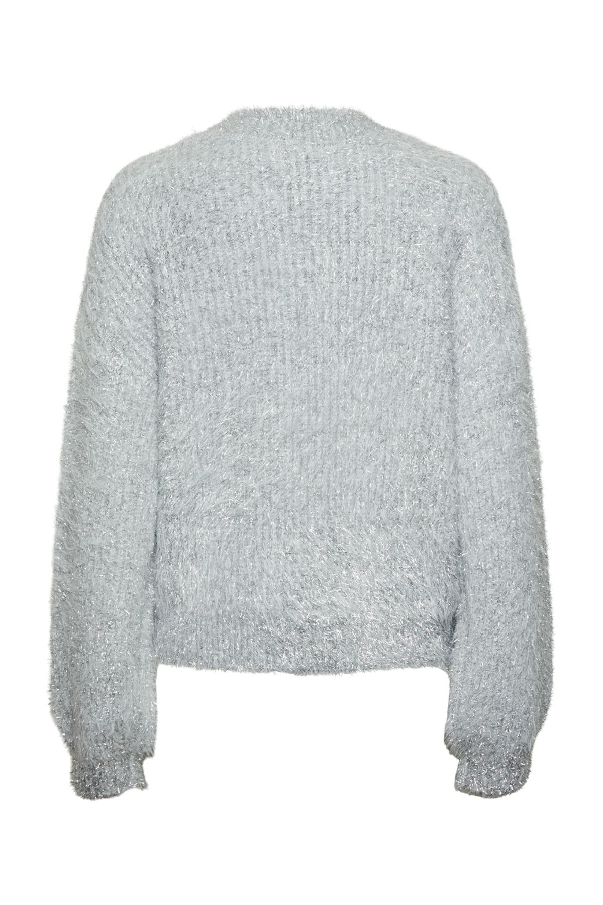 PIECES-O-Ausschnitt Lurex All Over Long Sleeve Ladies Strick-Pullover – lockere Passform 2