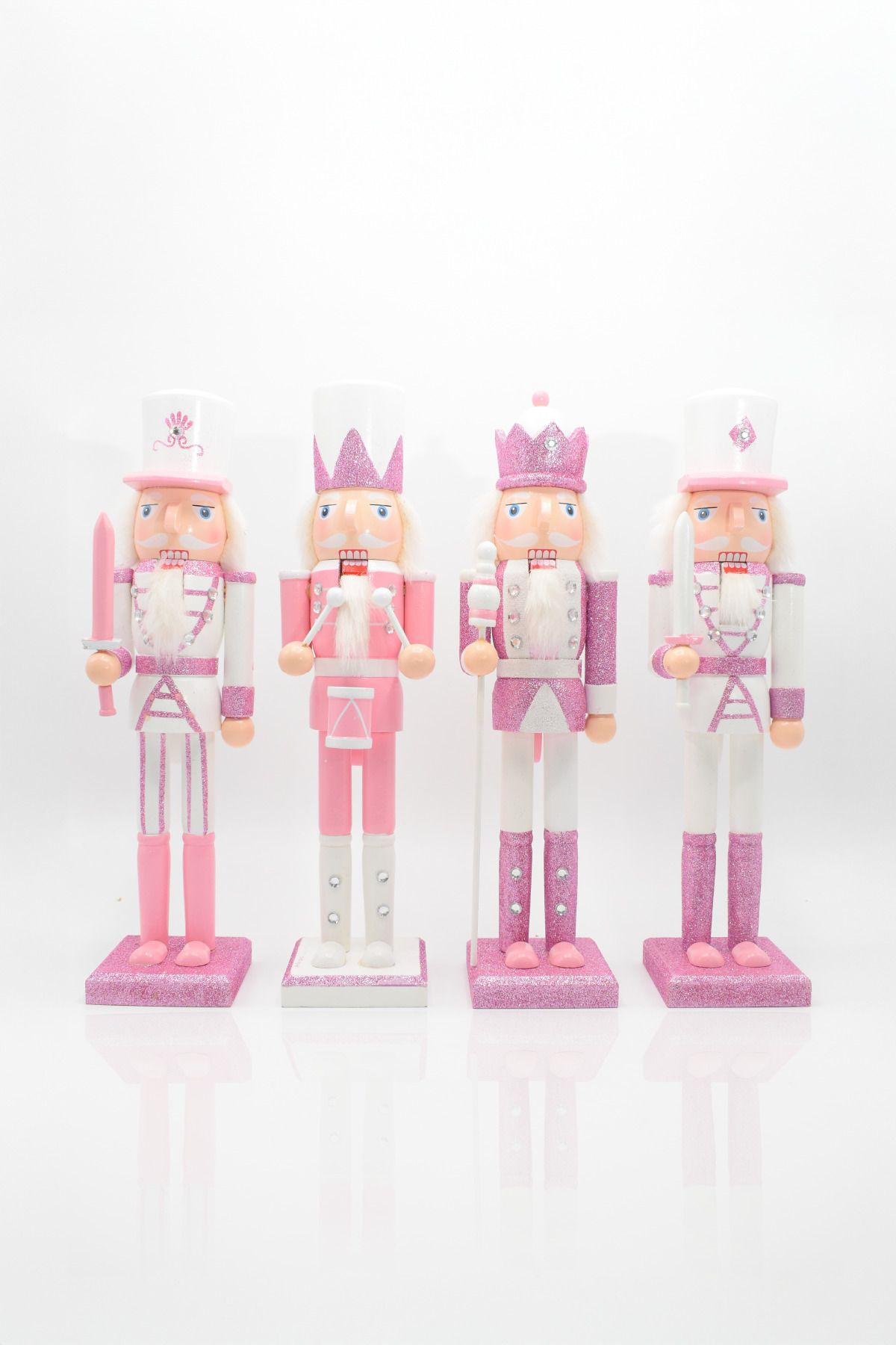 Waldern-مجموعة مميزة مقاس 38 سم من سلسلة Pink Series الزخرفية لزينة عيد الميلاد 1