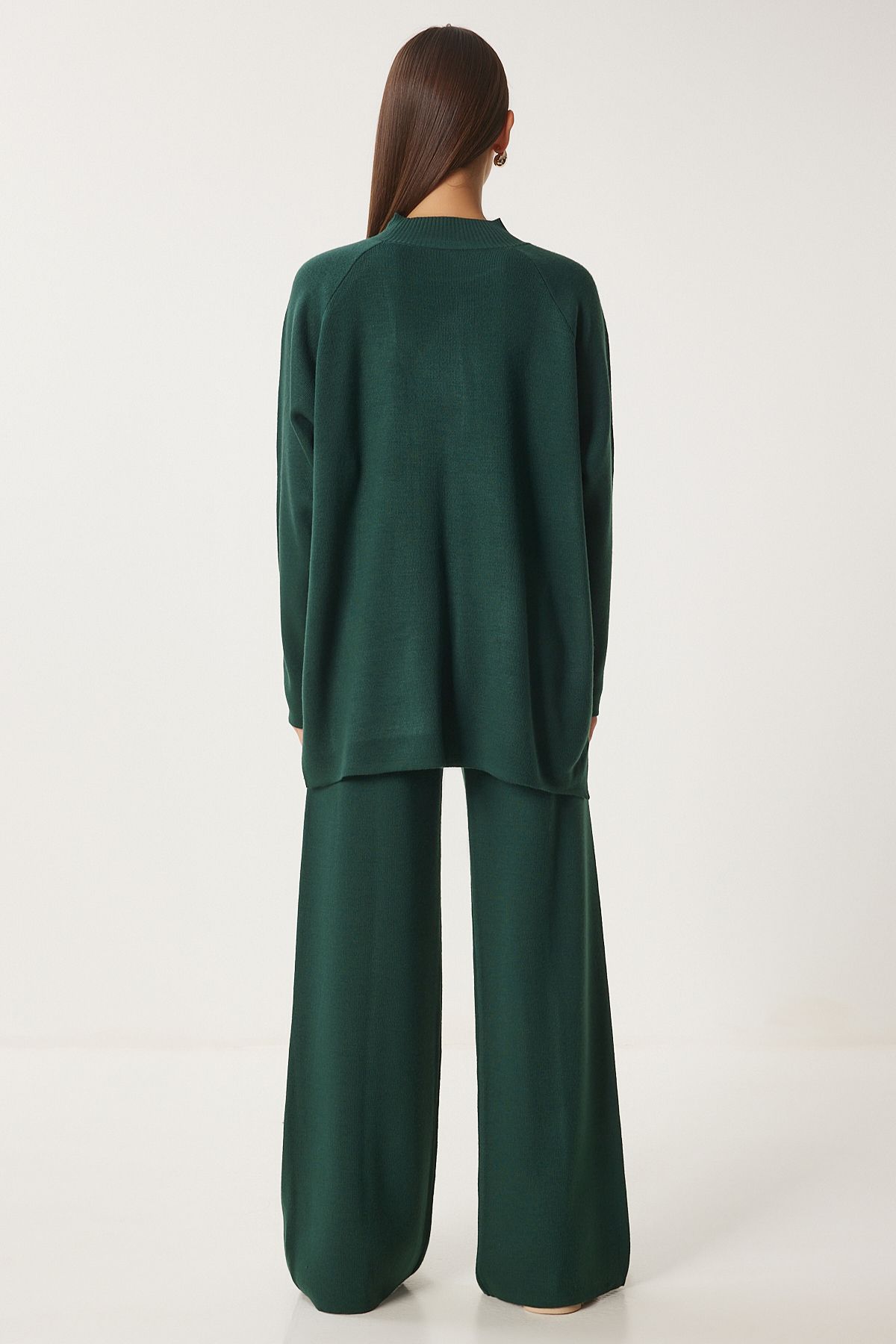 Happiness İstanbul-Smaragdgrünes Strickpullover- und Hosen-Set – MU00012 8