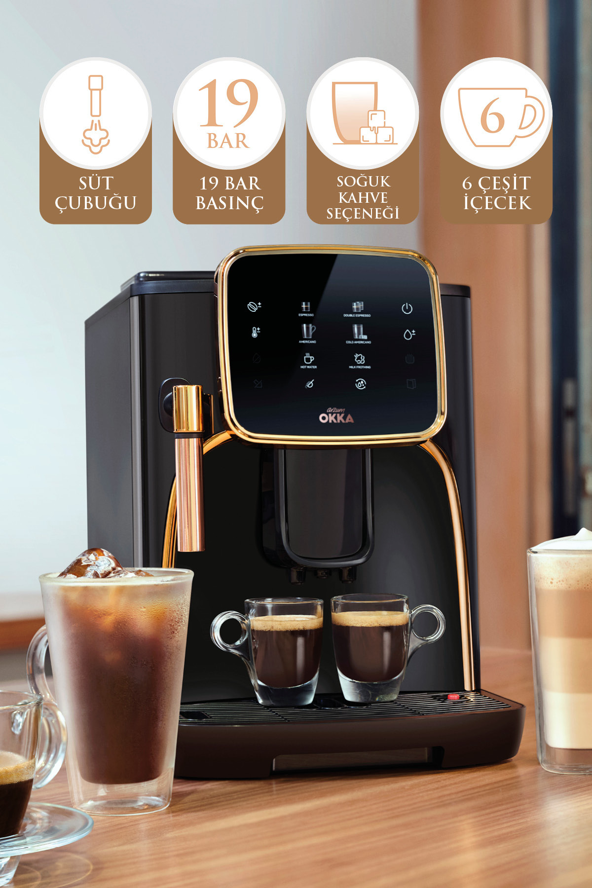 Okka Espresso Pro Tam Otomatik Espresso Makinesi Bakır - OK0030-04 2