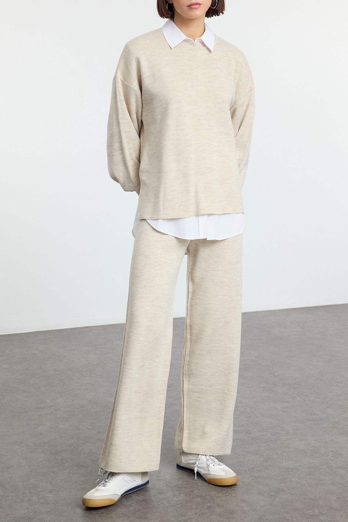 Edit by Trendyol-Stone Wide Fit Basic oversize úpletový set nahoře a dole Tedaw25Au00004 2