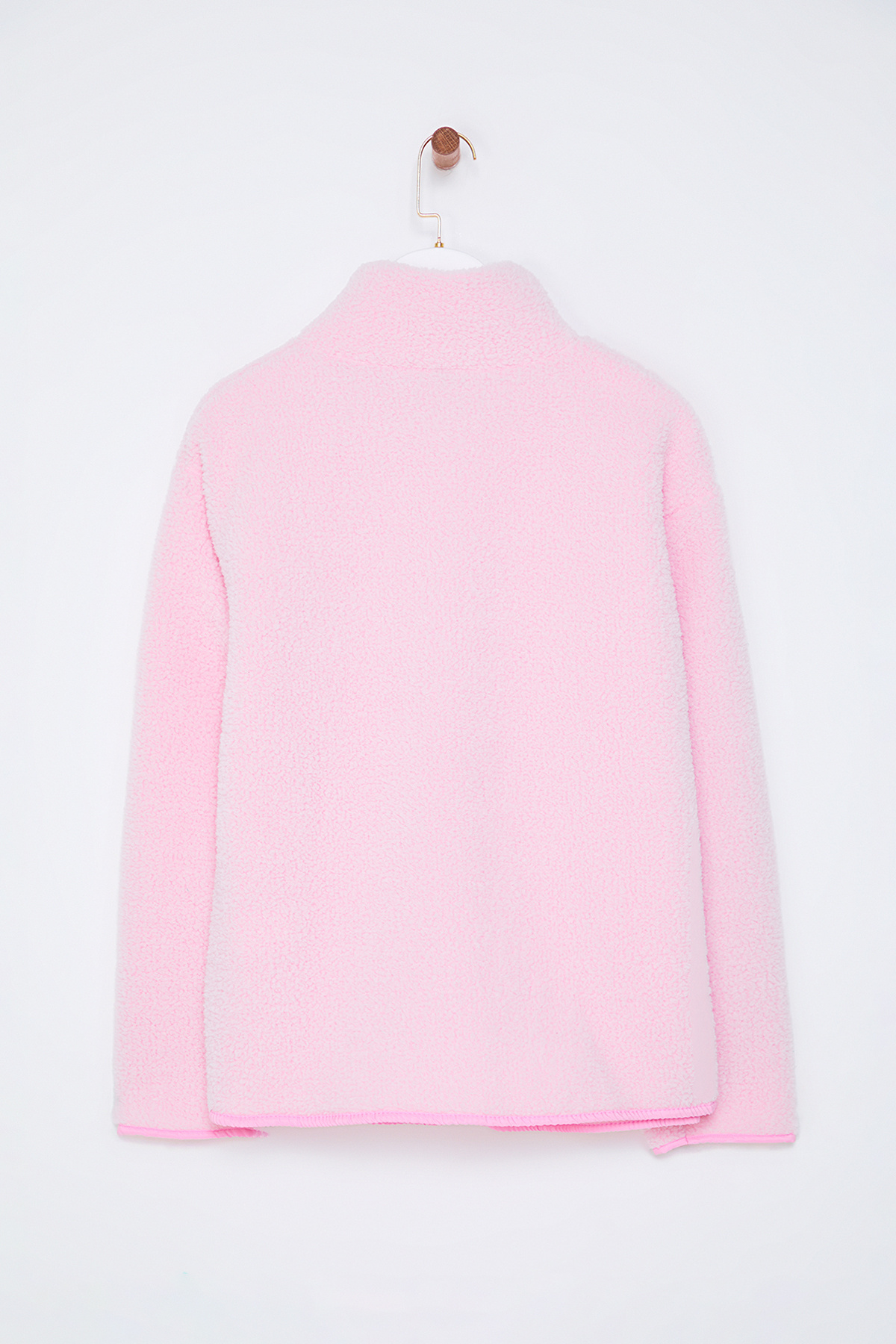 Trendyolmilla  Winter Essentials Açık Pembe Kalın Polar Fermuarlı Dik Yaka Cepli Örme Sweatshirt TWOAW24SW00071 - Görsel 9