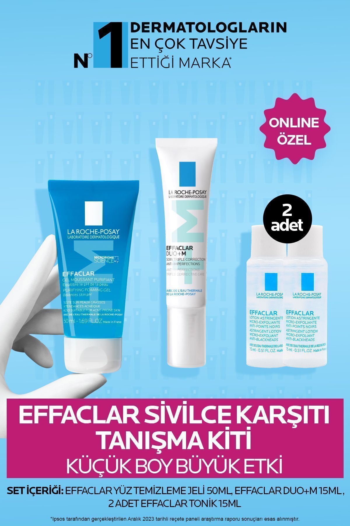 La Roche Posay Akne/Sivilceye Eğilimli Ciltler İçin Cilt Bakım Seti: Yüz Temizleme Jeli&Duo M+ Nemlendirici& Tonik