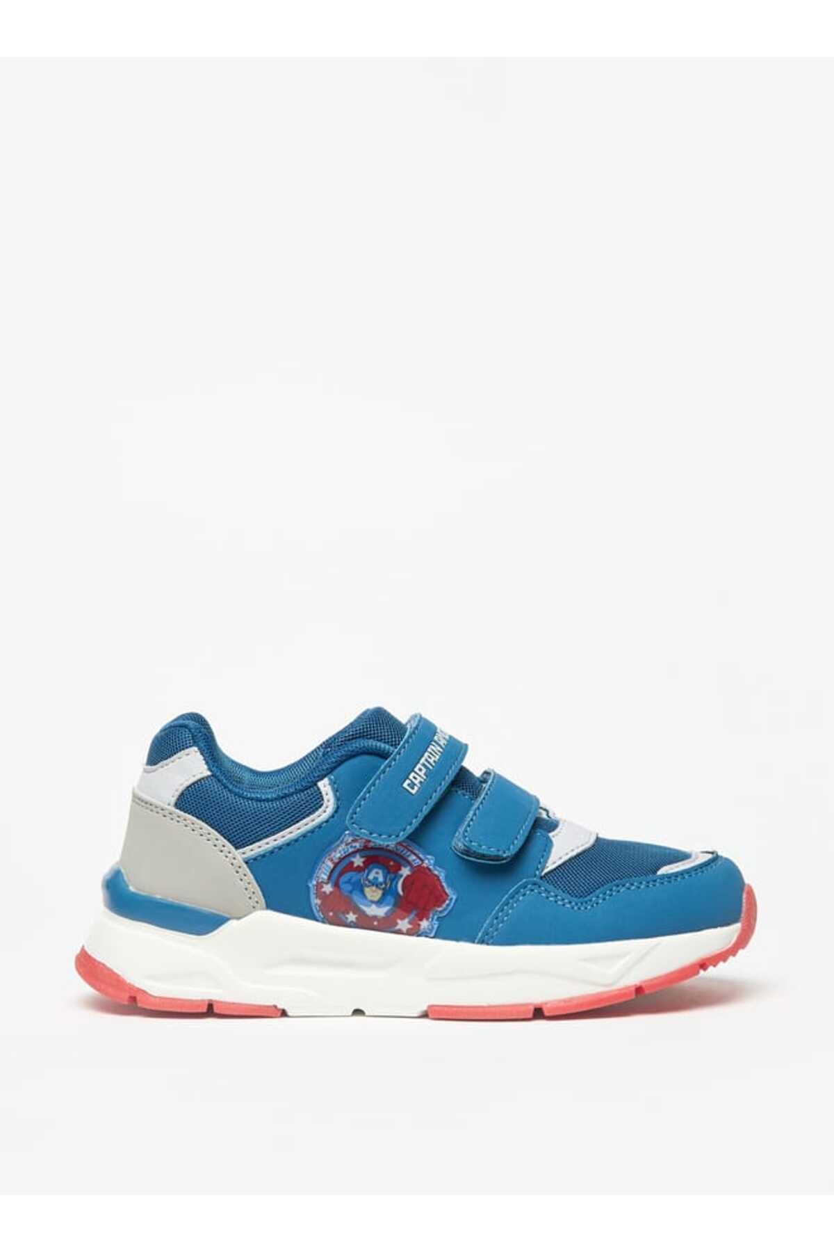 Marvel-Captain America Print Sneakers with Hook and Loop Closure 3