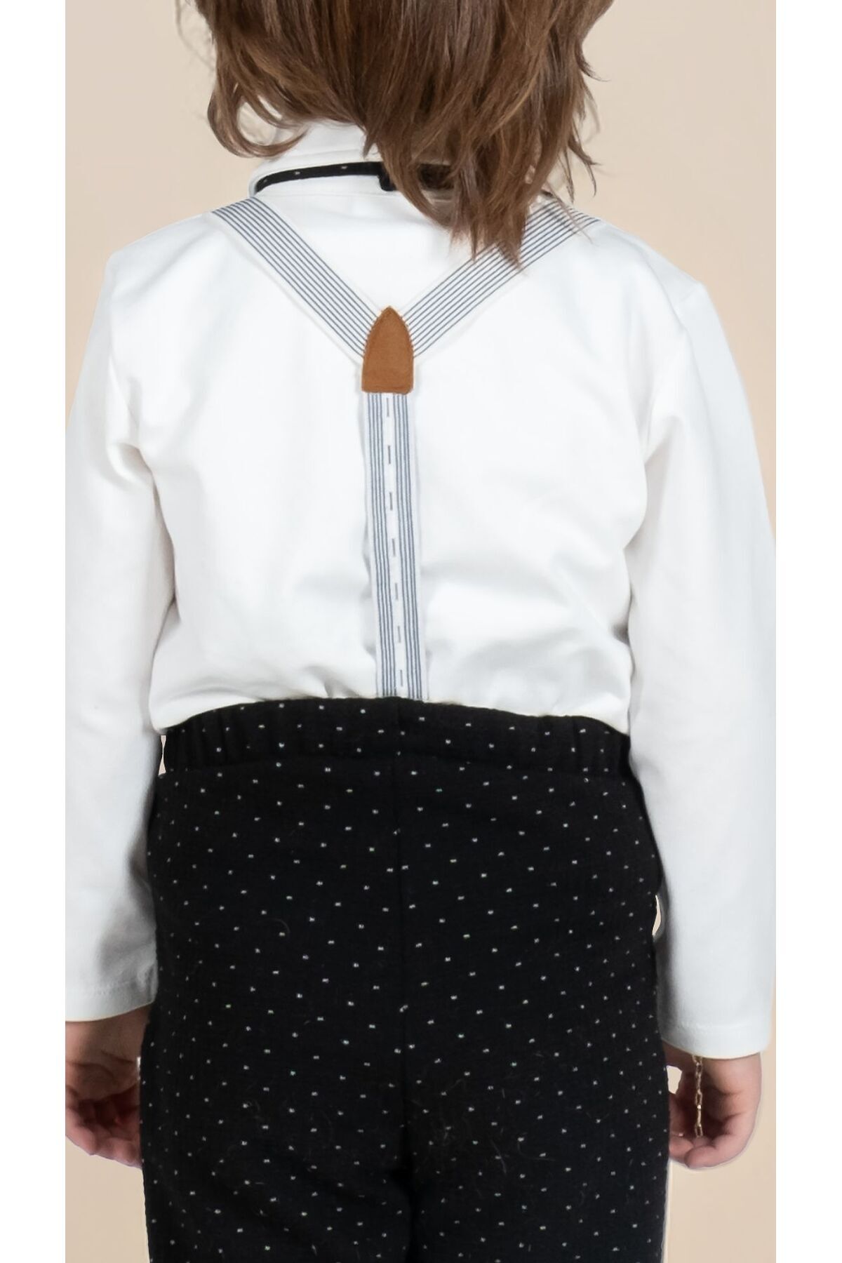 Kyron Erkek Çocuk Ekru Papyonlu ve Askılı 4'lü Takım - Şık Özel Gün Kombini fotoğrafı 7 (önizleme)