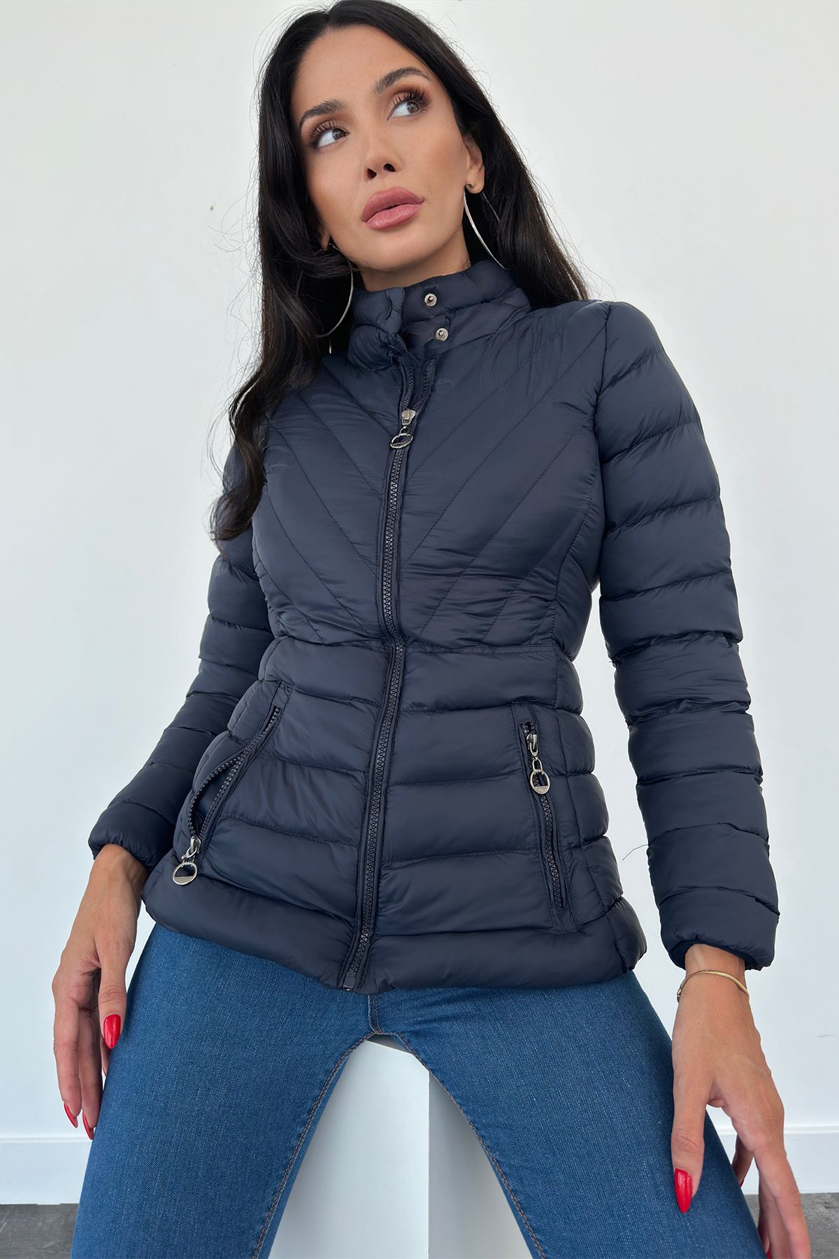 Weyeze-Water Repellent Basic Stand Collar Inflatable Jacket AD-K50318LNW 2