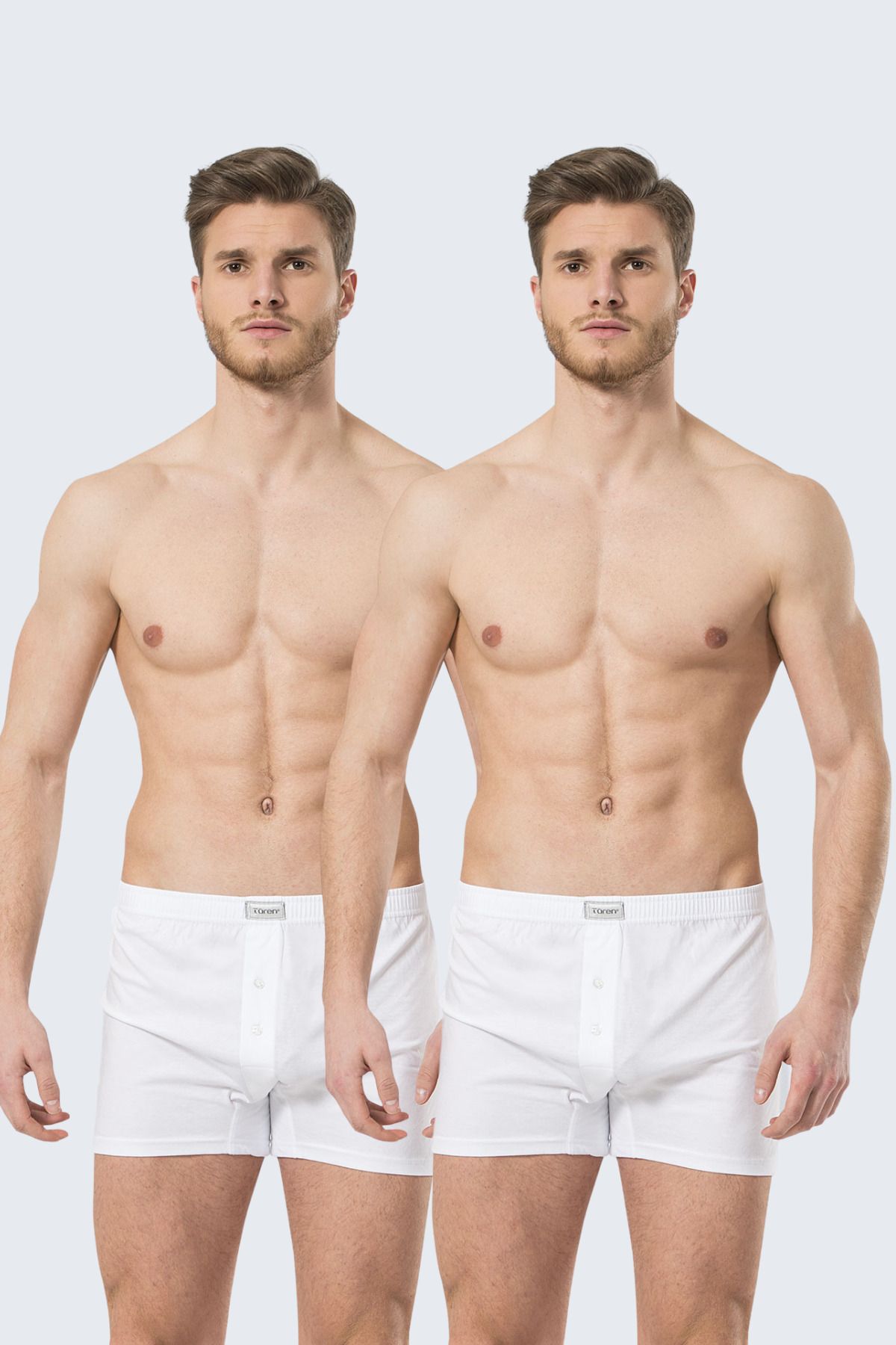 TÜREN-186 White 2-Piece Men's Button Boxers 2